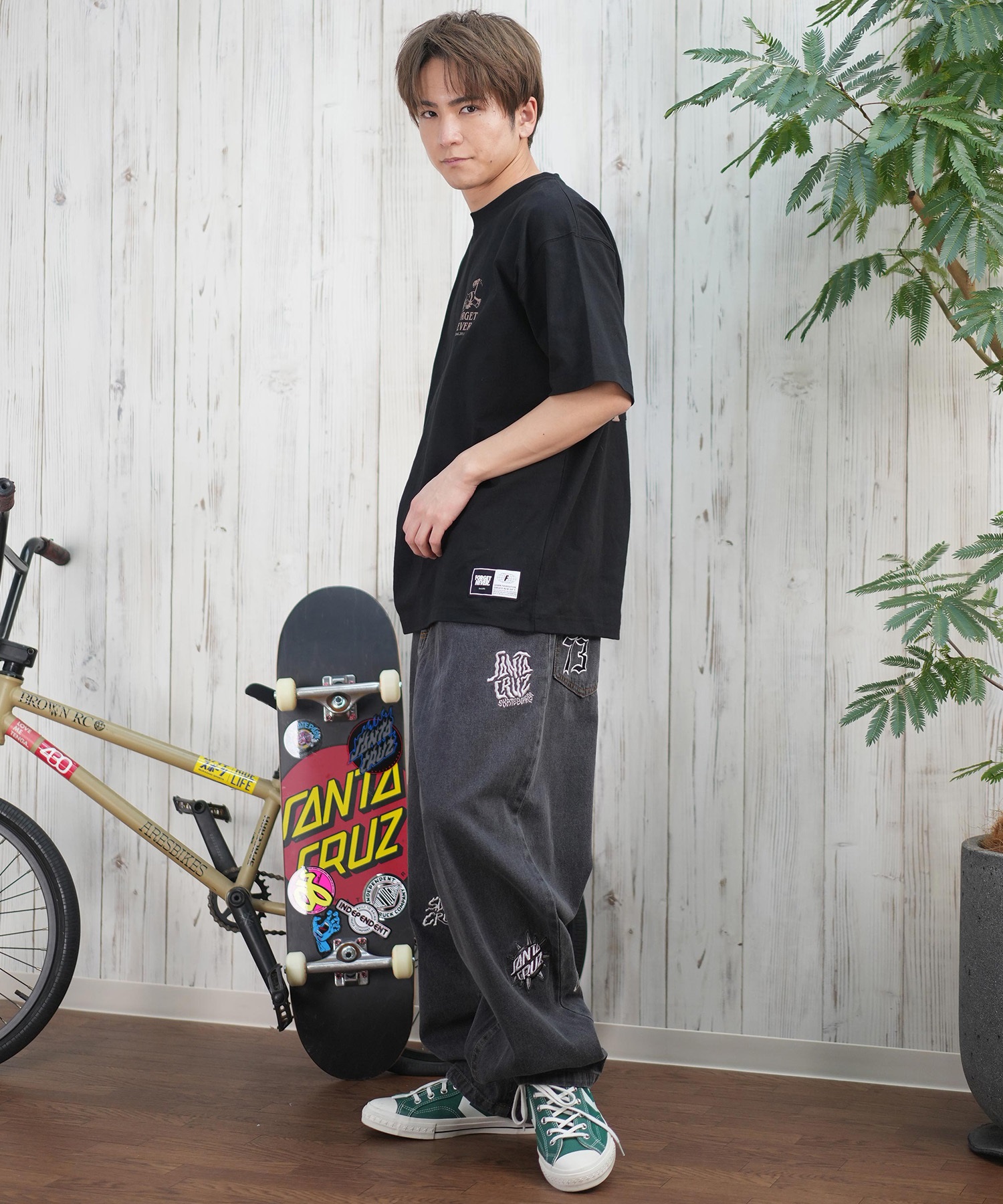SANTACRUZ サンタクルーズ ロングパンツ デニム メンズ ロンパン パッチジーンズ 502251501 ムラサキスポーツ限定(BKDSW-S)