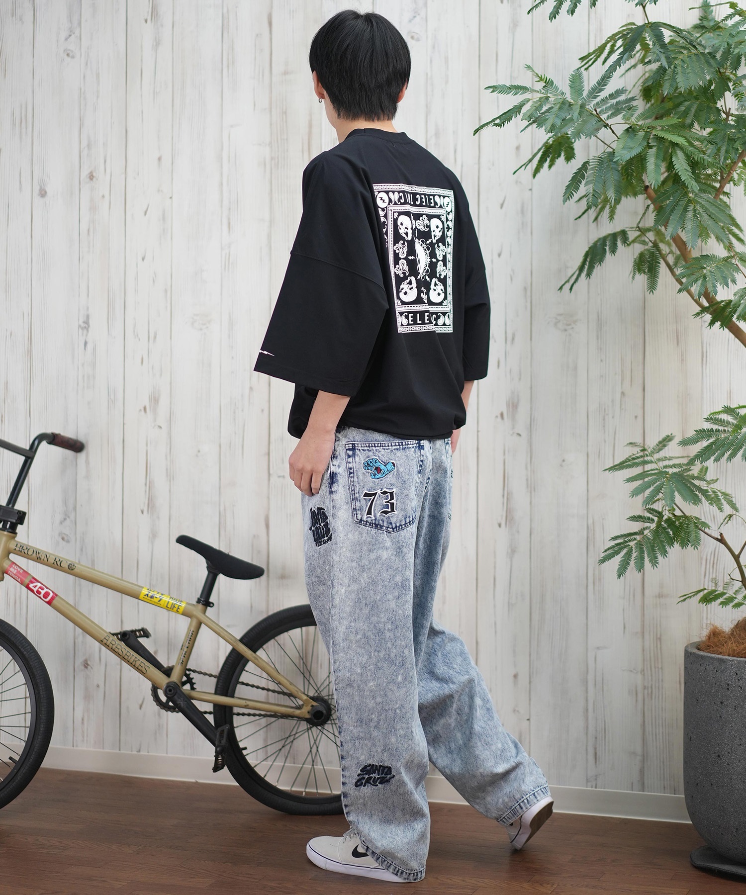 SANTACRUZ サンタクルーズ ロングパンツ デニム メンズ ロンパン パッチジーンズ 502251501 ムラサキスポーツ限定(BKDSW-S)