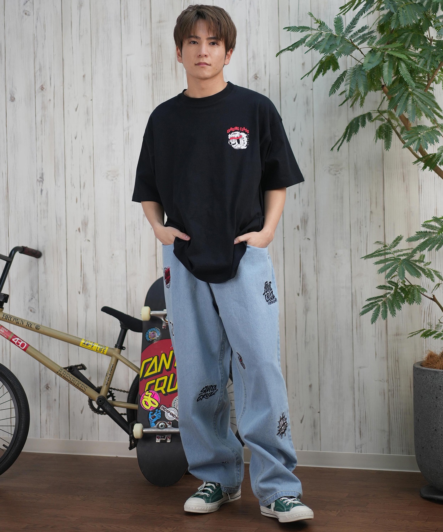 SANTACRUZ サンタクルーズ ロングパンツ デニム メンズ ロンパン パッチジーンズ 502251501 ムラサキスポーツ限定(BKDSW-S)