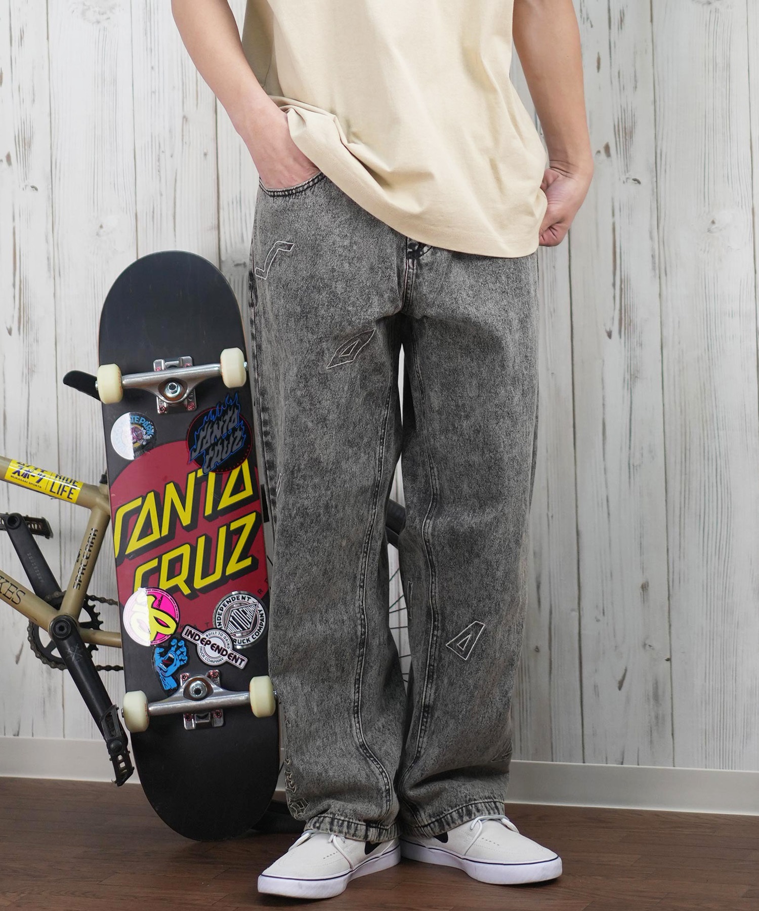 SANTACRUZ サンタクルーズ ロングパンツ デニム メンズ ロンパン セミワイド 502251502 ムラサキスポーツ限定(BKHC-M)