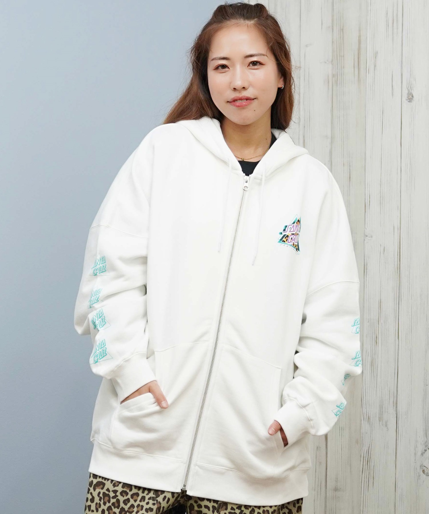 SANTA CRUZ サンタクルーズ ジップアップ パーカー レディース バックプリント ロゴ 502254331 ムラサキスポーツ限定(OFFBK-M)