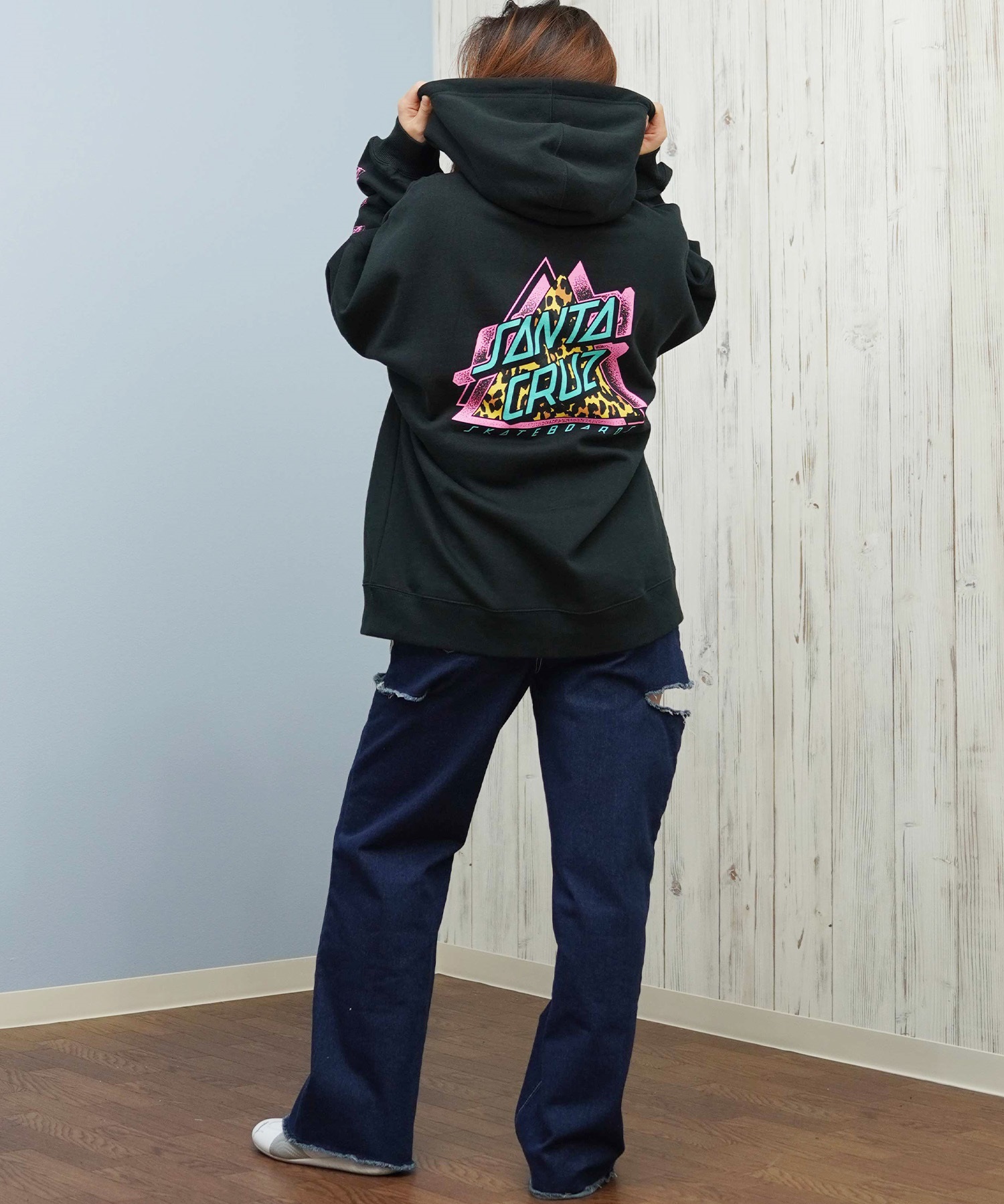 SANTA CRUZ サンタクルーズ ジップアップ パーカー レディース バックプリント ロゴ 502254331 ムラサキスポーツ限定(OFFBK-M)