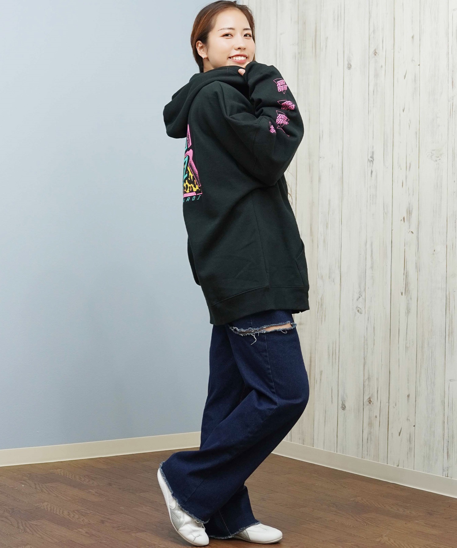 SANTA CRUZ サンタクルーズ ジップアップ パーカー レディース バックプリント ロゴ 502254331 ムラサキスポーツ限定(OFFBK-M)