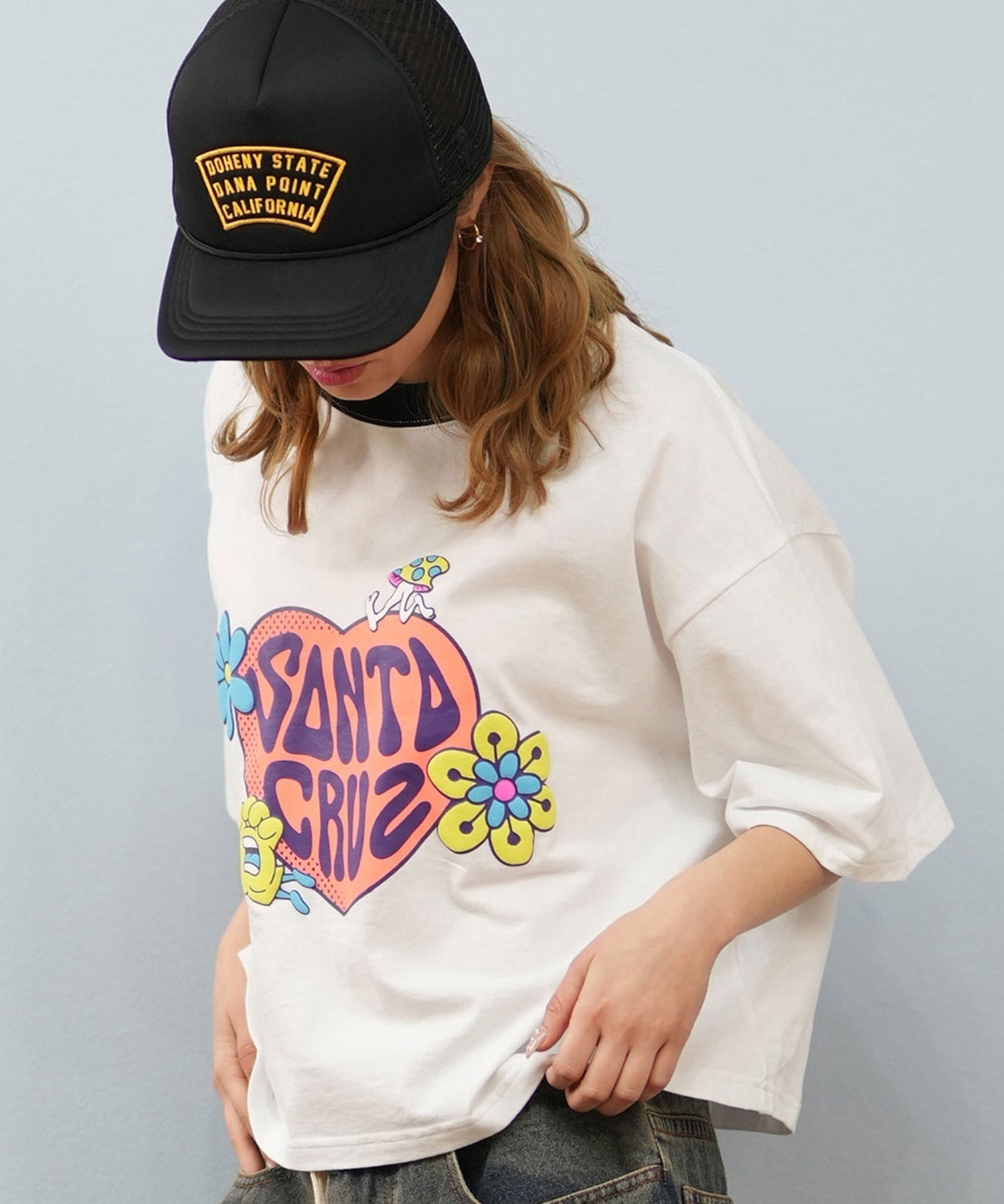 SANTACRUZ/サンタクルーズ SANTACRUZ サンタクルーズ クロップド丈 フロントプリントTシャツ HEART LAND HAND CROP SST 502252435(WHITE-M)