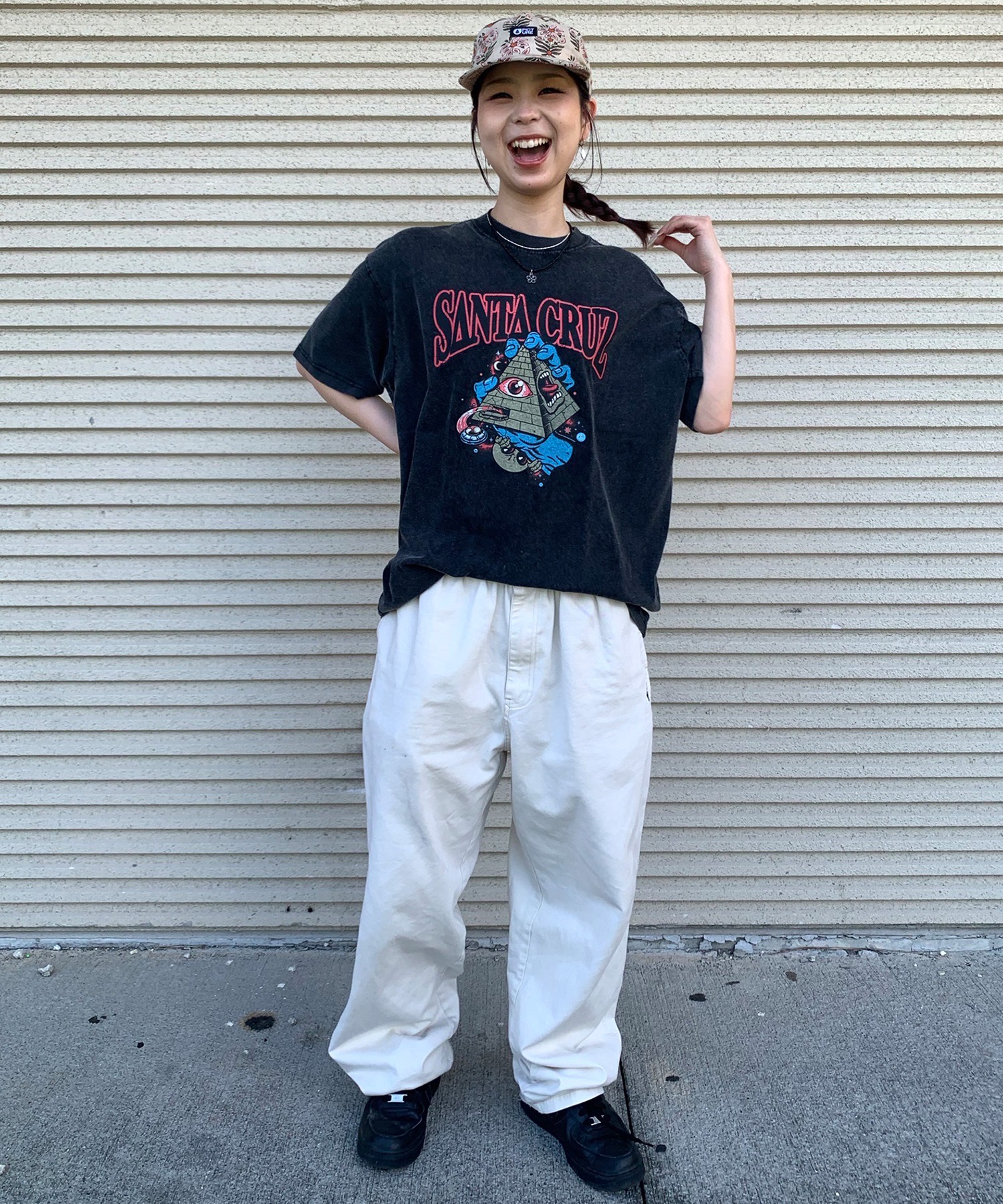 SANTA CRUZ サンタクルーズ Tシャツ XL ネイビー ヴィンテージ SANTA CRUZ サンタクルーズ 半袖 Tシャツ レディース バック
