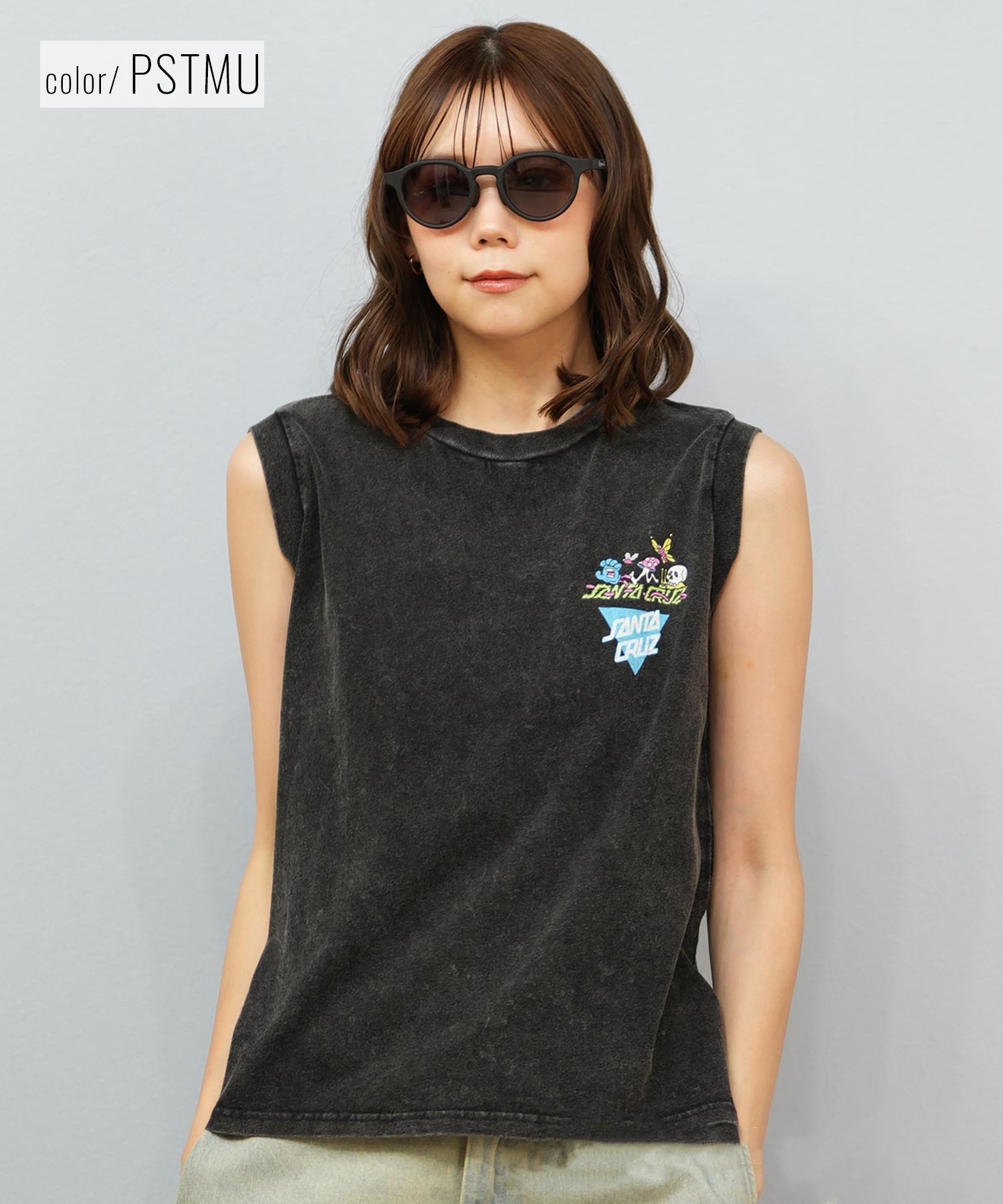 SANTACRUZ サンタクルーズ タンクトップ レディース バックプリント 古着風 ヴィンテージ加工 502253438 SANTACRUZ サンタクルーズ タンクトップ レディース バック