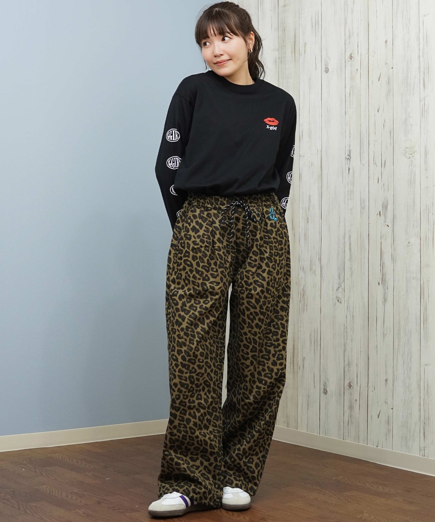 SANTACRUZ サンタクルーズ ロングパンツ レディース ヒョウ柄 レオパード柄 ゼブラ柄 チノ ワークパンツ 502254531(LEOBR-M)