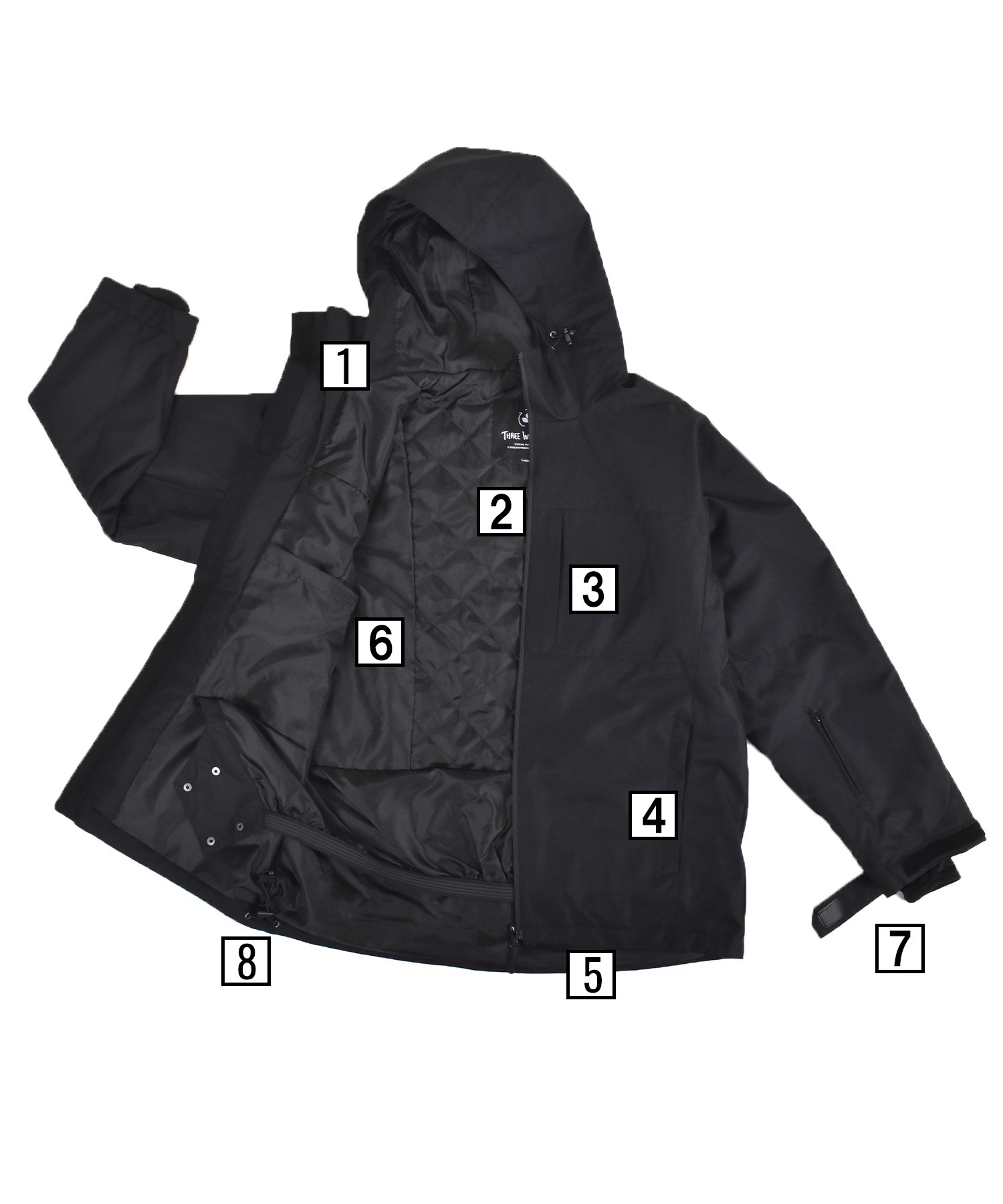 THREEWEATHER スリーウェザー TW-015J スノーボード ウェア ジャケット ユニセックス ムラサキスポーツ 25-26モデル MM J12【2526】(BLK-S)