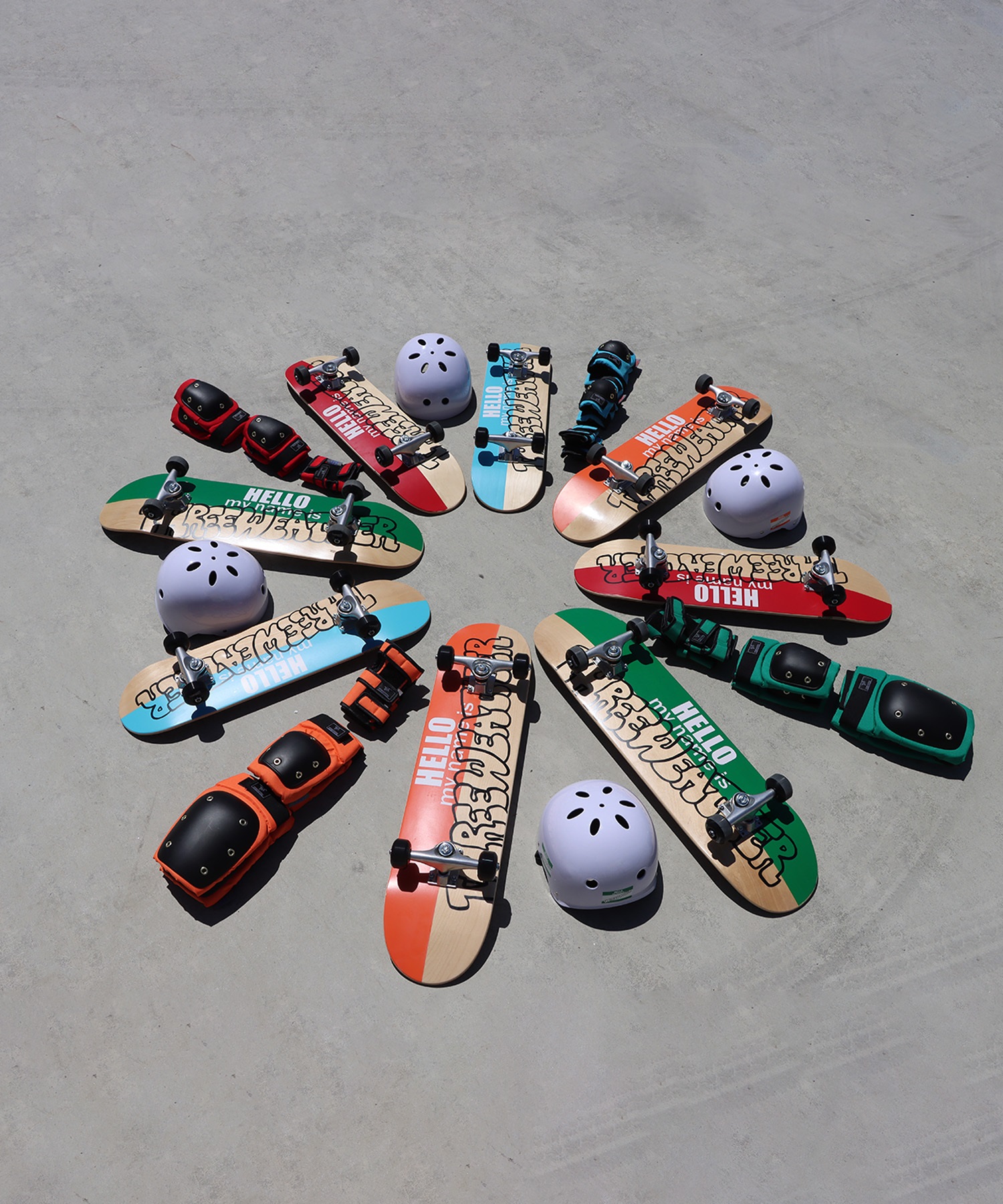 THREE WEATHER スリーウェザー スケートボード パッド COLORFULPROJECT SAFETY 3点セット ムラサキスポーツ(OR-M)