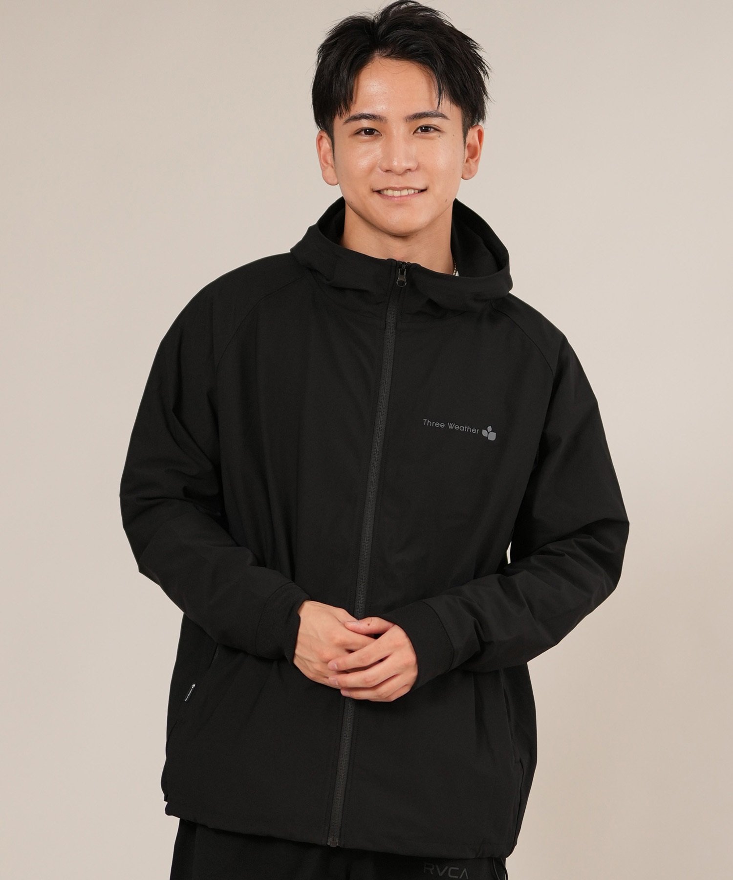 THREE WEATHER スリーウェザー ジャケット ジップアップ パーカー メンズ セットアップ対応 速乾 TW25F-1201 ムラサキスポーツ限定(BLK-M)