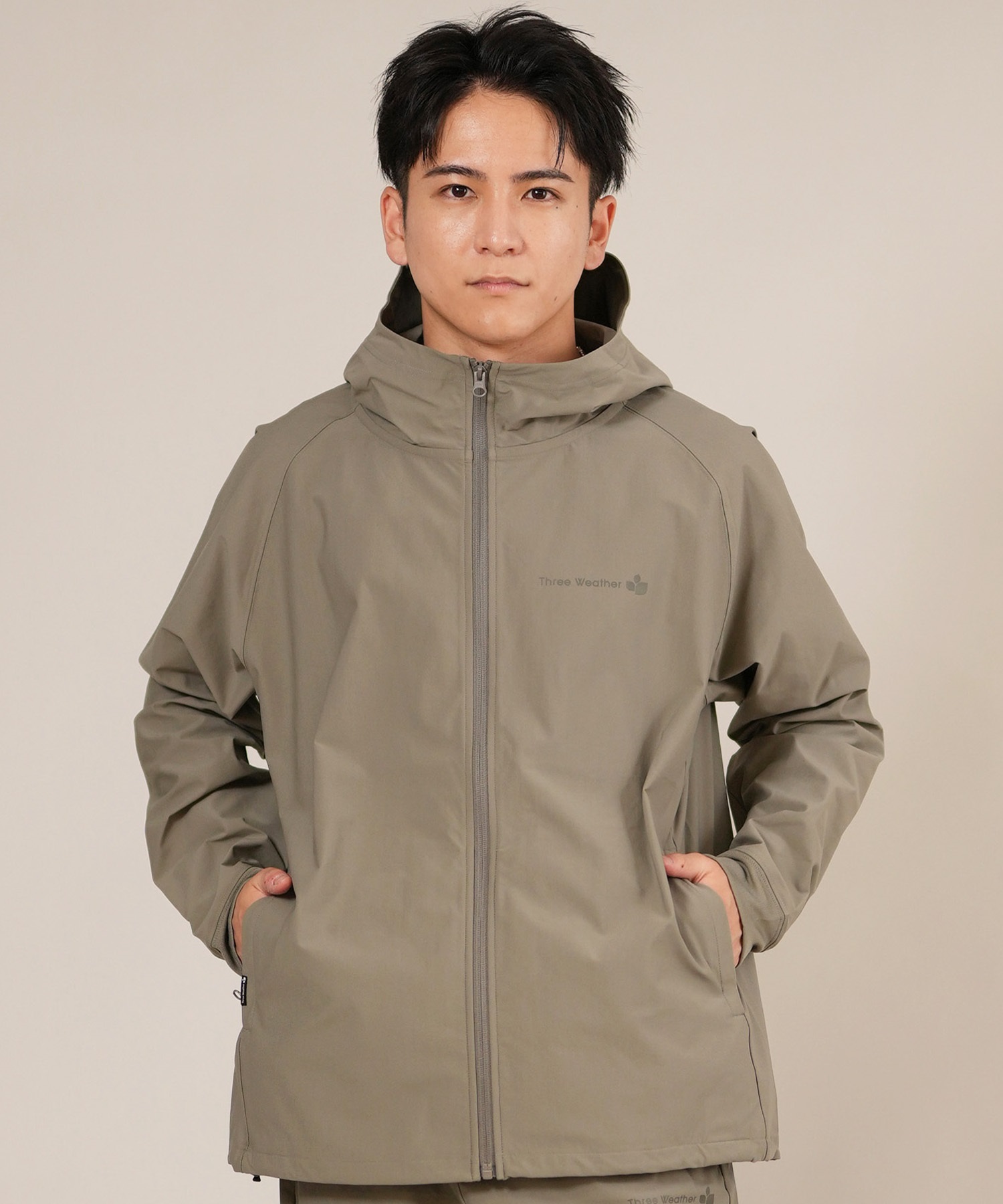 THREE WEATHER スリーウェザー ジャケット ジップアップ パーカー メンズ セットアップ対応 速乾 TW25F-1201 ムラサキスポーツ限定(BLK-M)