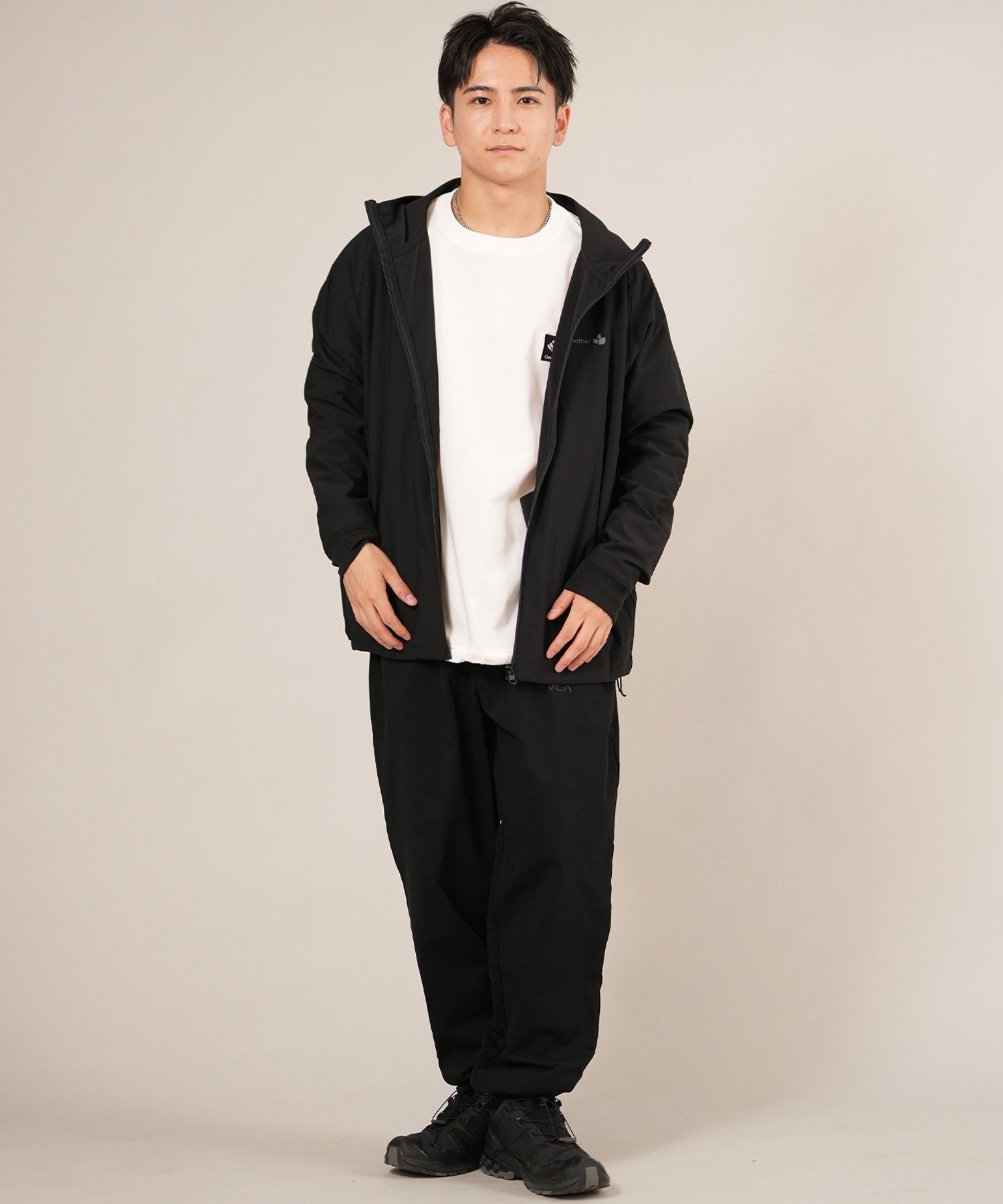 THREE WEATHER スリーウェザー ジャケット ジップアップ パーカー メンズ セットアップ対応 速乾 TW25F-1201 ムラサキスポーツ限定(BLK-M)