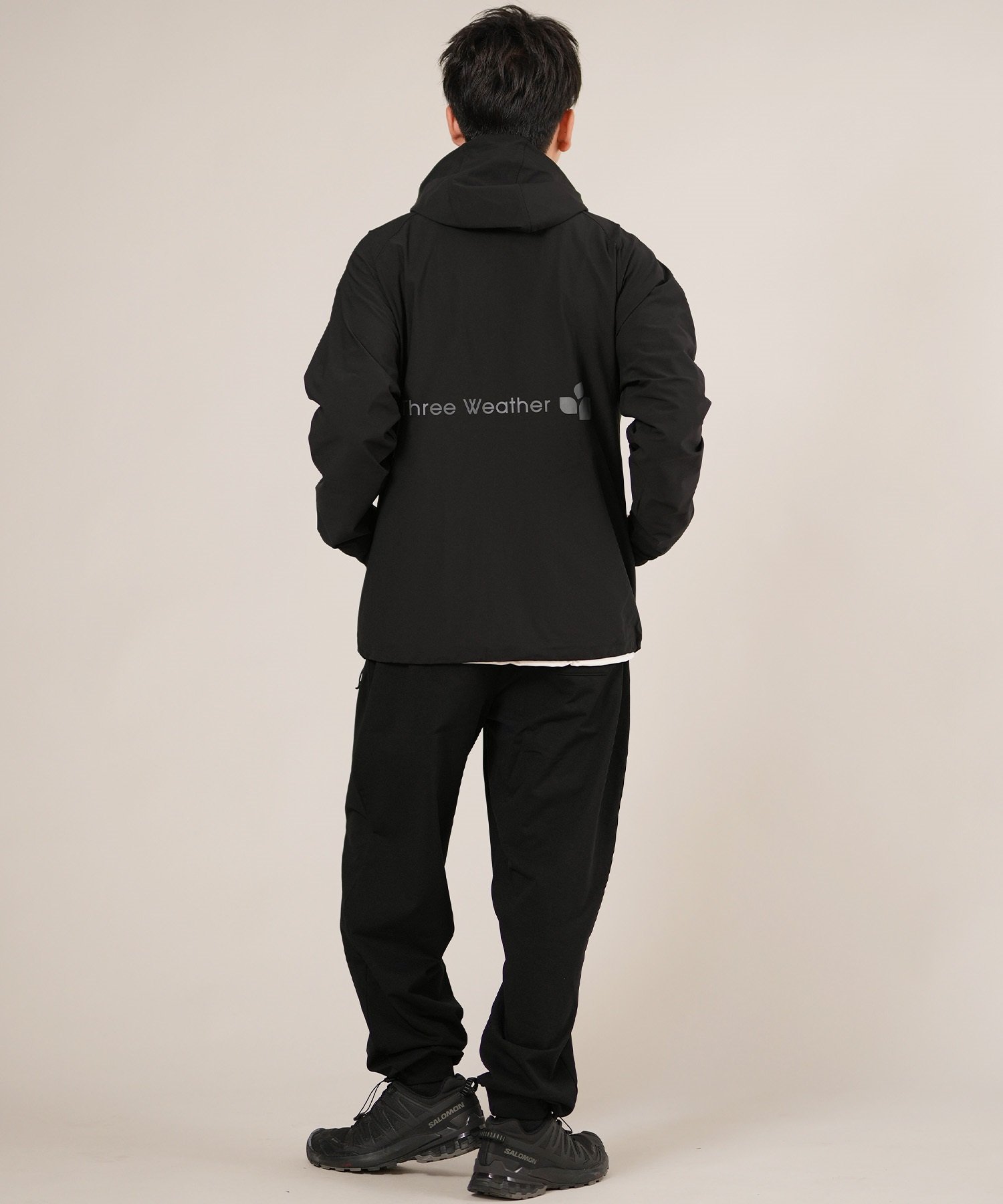 THREE WEATHER スリーウェザー ジャケット ジップアップ パーカー メンズ セットアップ対応 速乾 TW25F-1201 ムラサキスポーツ限定(BLK-M)