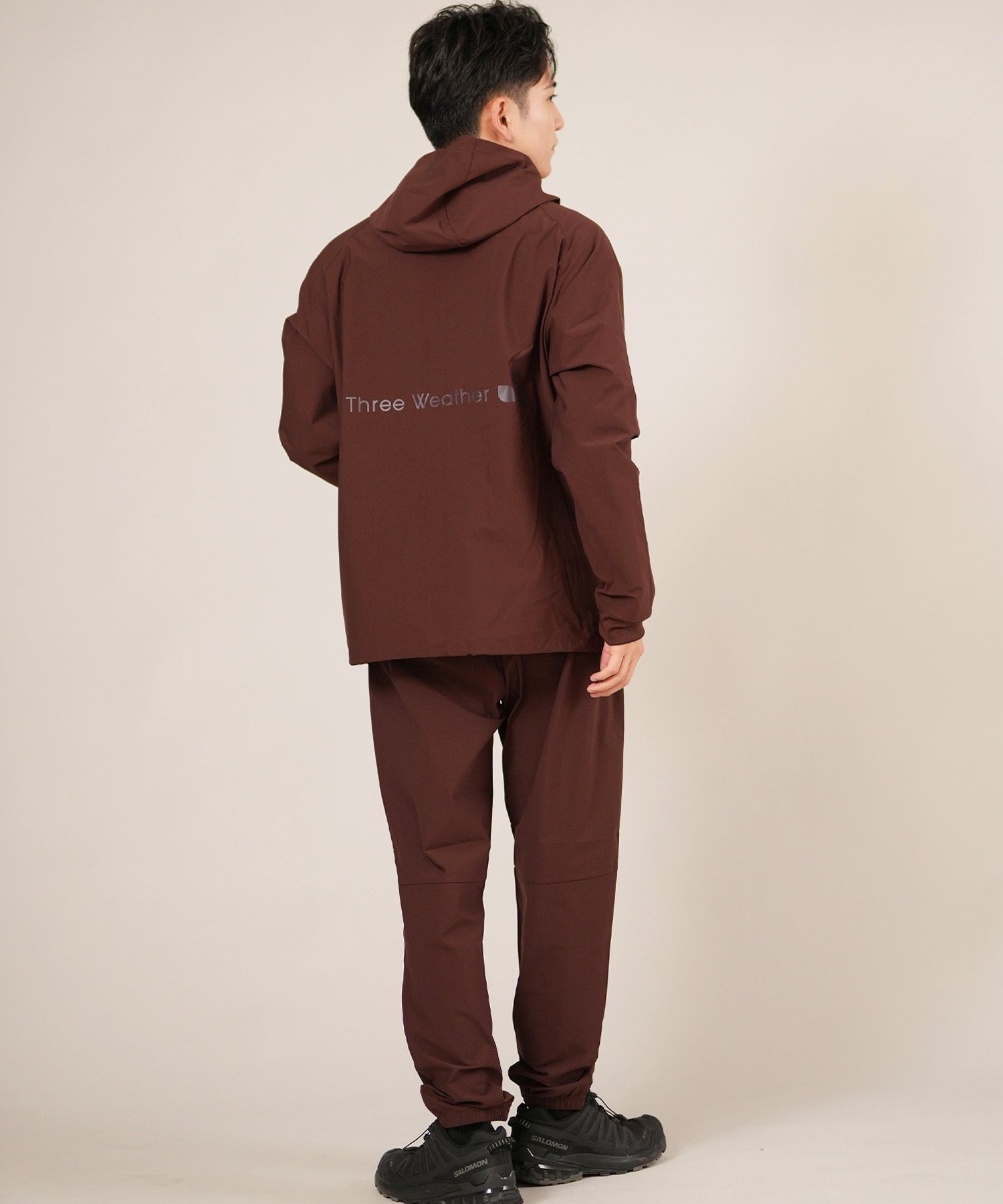 THREE WEATHER スリーウェザー ジャケット ジップアップ パーカー メンズ セットアップ対応 速乾 TW25F-1201 ムラサキスポーツ限定(BLK-M)