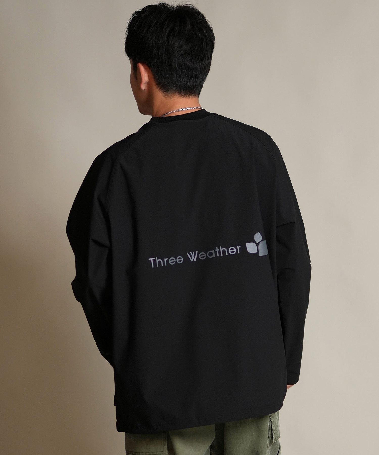 THREE WEATHER スリーウェザー 長袖 Tシャツ ロンT メンズ ロゴ バックプリント 裾ドローコード TW SURF LSTEE TW25F-2201(BLK-M)