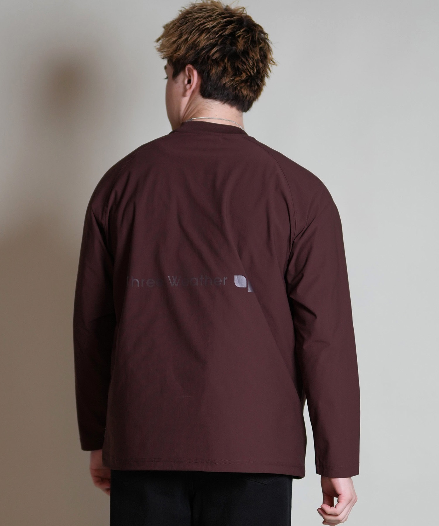 THREE WEATHER スリーウェザー 長袖 Tシャツ ロンT メンズ ロゴ バックプリント 裾ドローコード TW SURF LSTEE TW25F-2201(BLK-M)