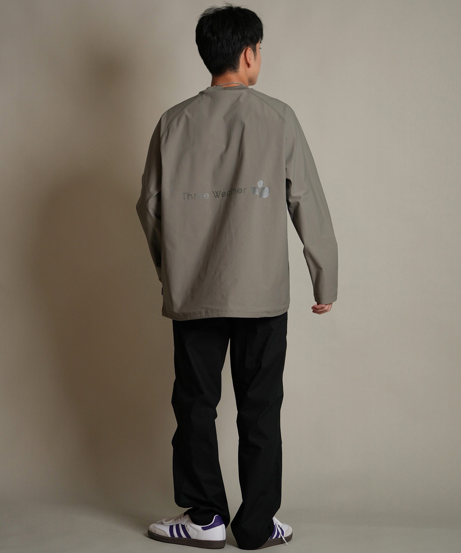 THREE WEATHER スリーウェザー 長袖 Tシャツ ロンT メンズ ロゴ バックプリント 裾ドローコード TW SURF LSTEE TW25F-2201(BLK-M)