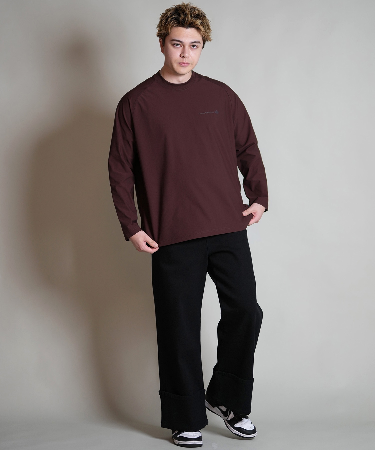 THREE WEATHER スリーウェザー 長袖 Tシャツ ロンT メンズ ロゴ
