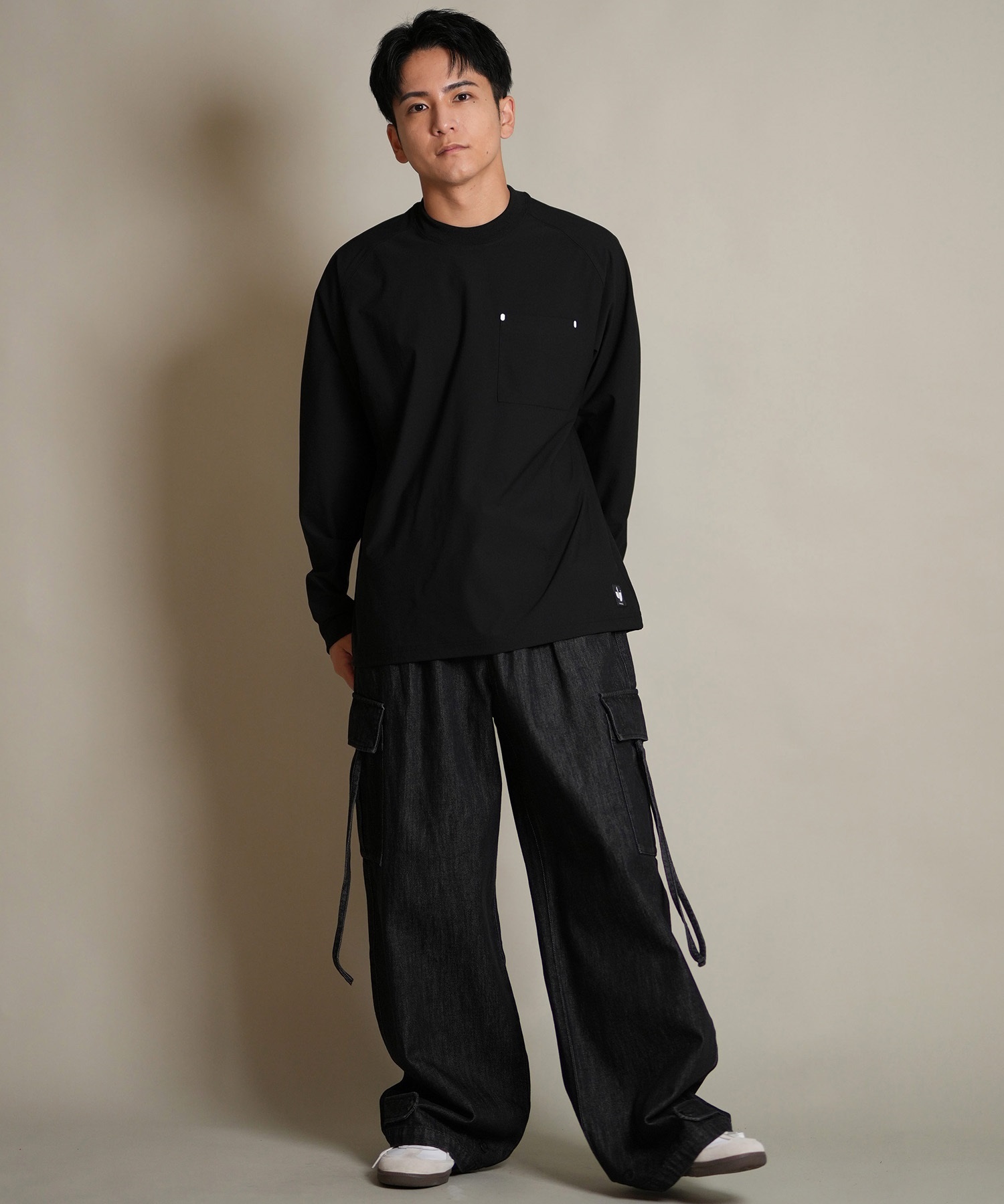 THREE WEATHER スリーウェザー 長袖 Tシャツ ロンT メンズ 胸ポケット ポケT 裾ドローコード TW SURF POCKET LSTEE TW25F-2202(BLK-M)