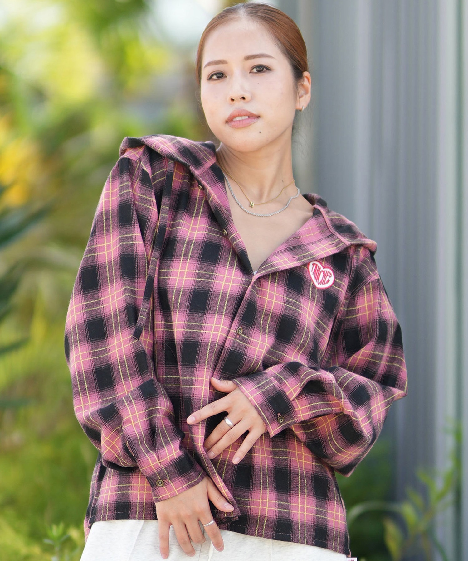 TAHCHEE ターチー 長袖 シャツ レディース チェック ロゴ TC250706-01