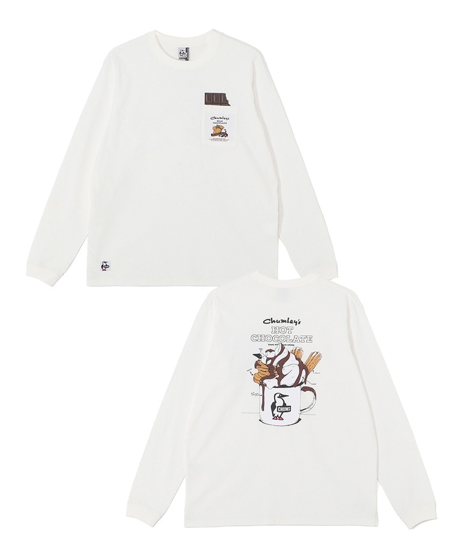 CHUMS チャムス 長袖 Tシャツ ロンT メンズ バックプリント ホットチョコレート ポケット ブラッシュド ロングスリーブ CH01-2659 7