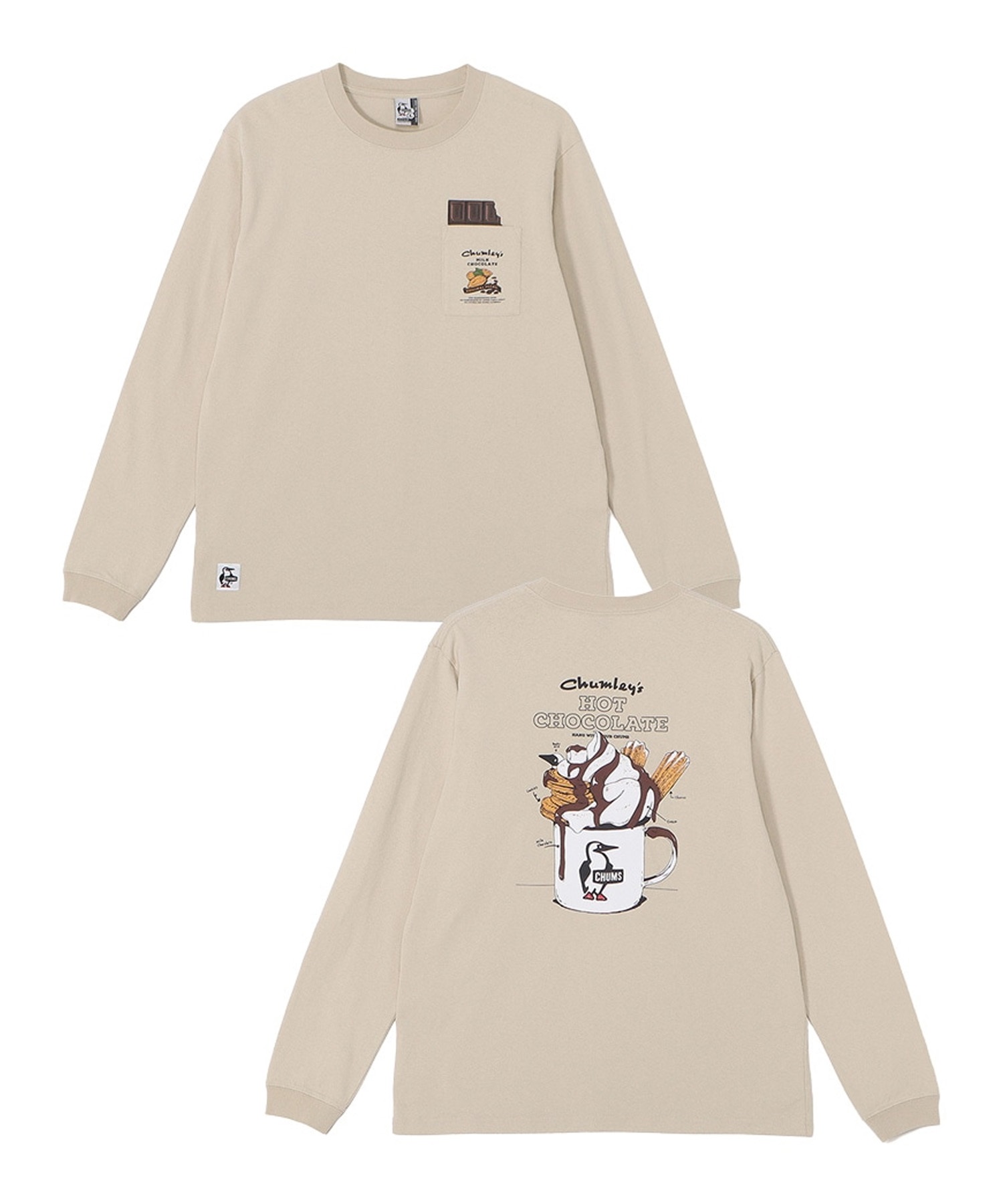CHUMS チャムス 長袖 Tシャツ ロンT メンズ バックプリント ホットチョコレート ポケット ブラッシュド ロングスリーブ CH01-2659 9