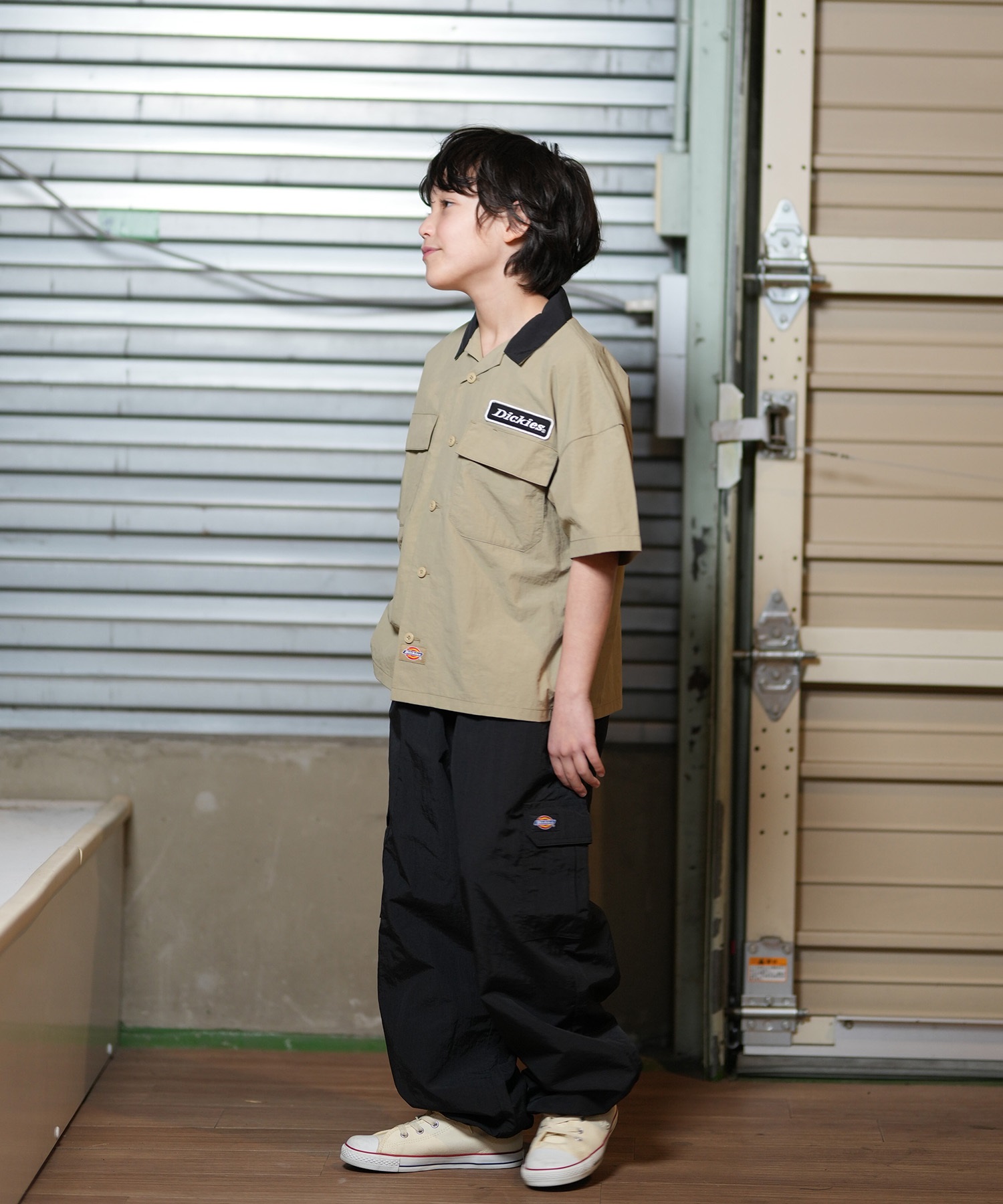 Dickies ディッキーズ 半袖 シャツ キッズ ジュニア 子供 ボーリングシャツ ワンポイント ロゴ 81220000(0089-130cm)