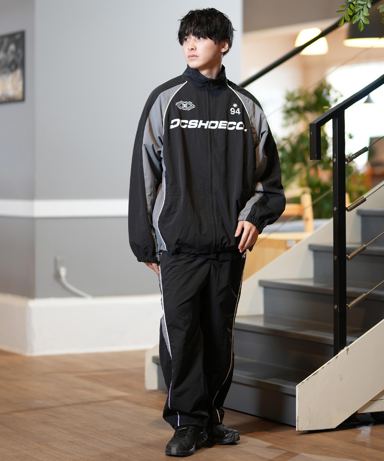 DC ディーシー アウター トラックジャケット メンズ ナイロンジャケット セットアップ対応 DJK251069(BLK-M)