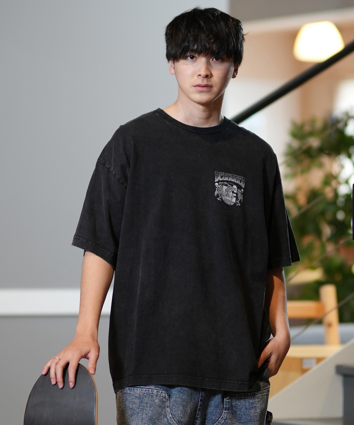 DC ディーシー 半袖 Tシャツ メンズ バックプリント オーバーサイズ ヴィンテージ加工 25 ROCK SKULL SS DST252005(WHT-M)