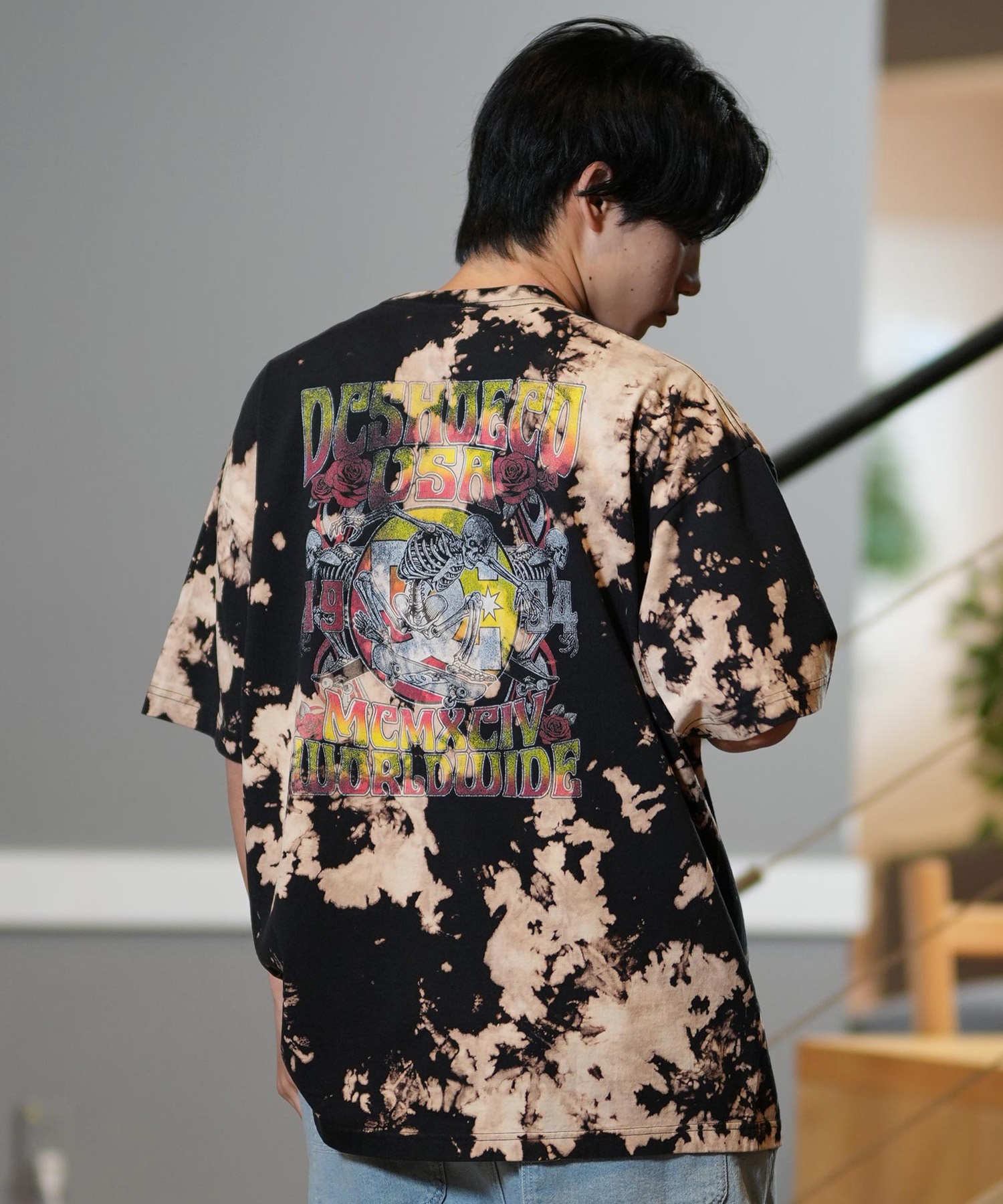 DC ディーシー 半袖 Tシャツ メンズ バックプリント オーバーサイズ ヴィンテージ加工 25 ROCK SKULL SS DST252005(WHT-M)