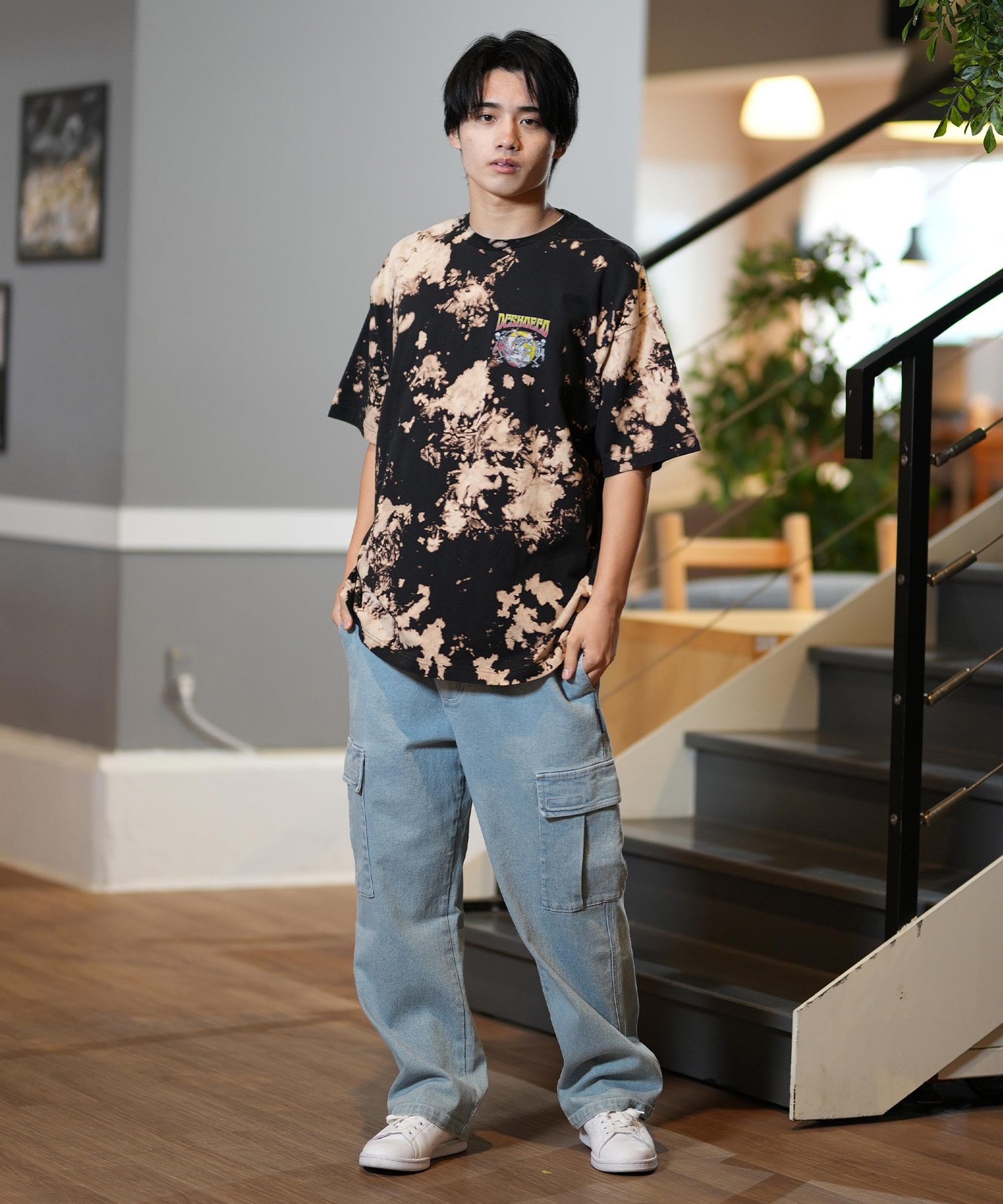 DC ディーシー 半袖 Tシャツ メンズ バックプリント オーバーサイズ ヴィンテージ加工 25 ROCK SKULL SS DST252005(WHT-M)