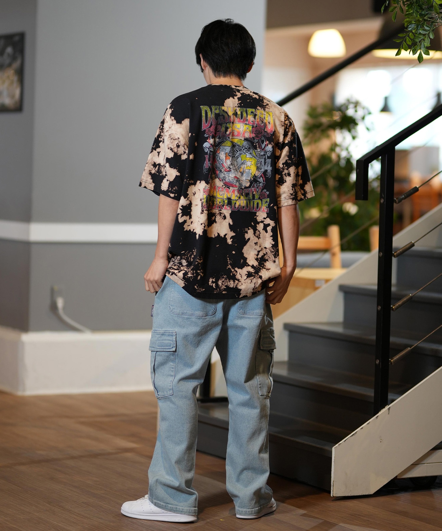 DC ディーシー 半袖 Tシャツ メンズ バックプリント オーバーサイズ ヴィンテージ加工 25 ROCK SKULL SS DST252005(WHT-M)