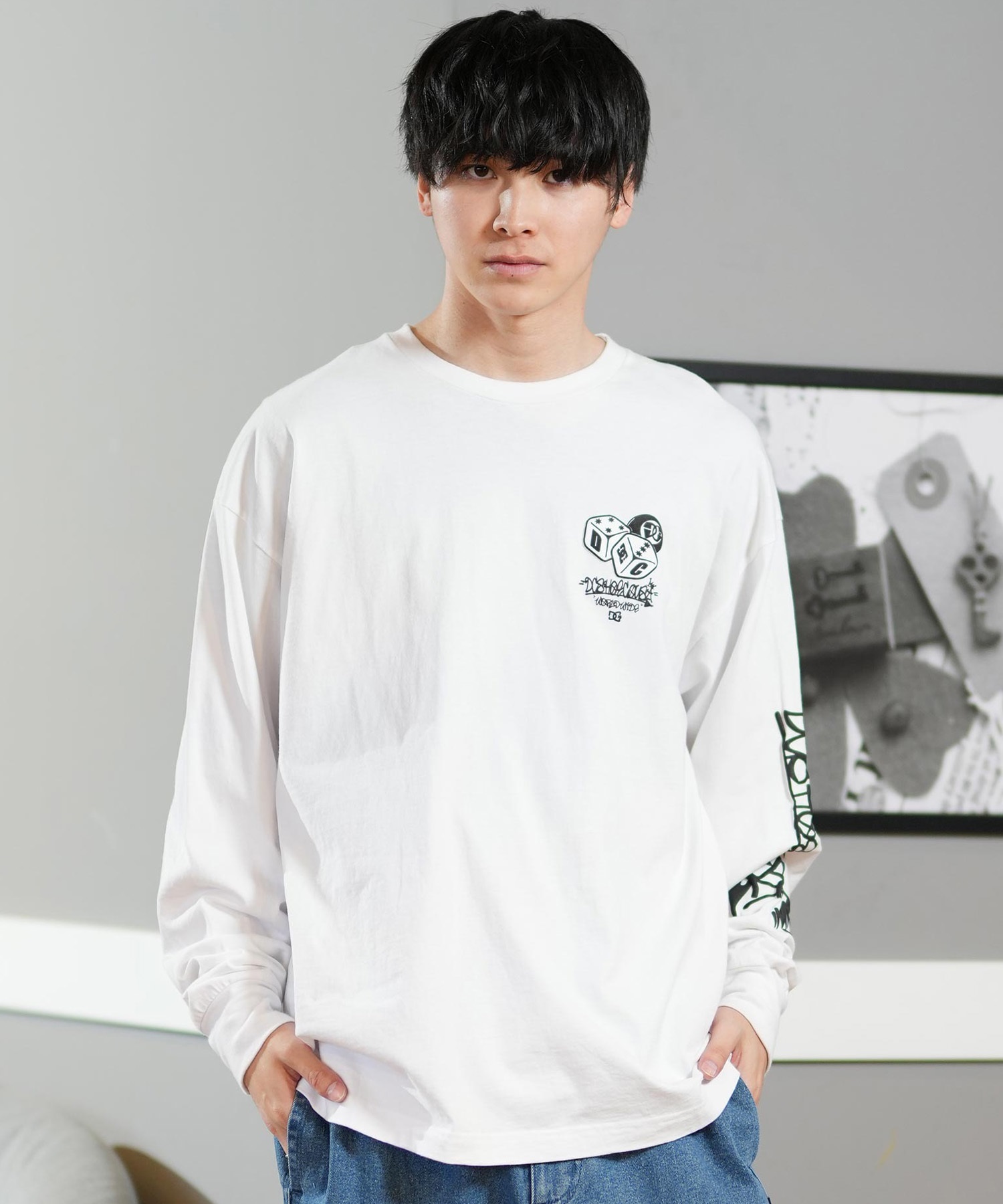 DC ディーシー 長袖 Tシャツ メンズ ロンT クルーネック バック DC ディーシー 長袖 Tシャツ メンズ ロンT クルーネック バック