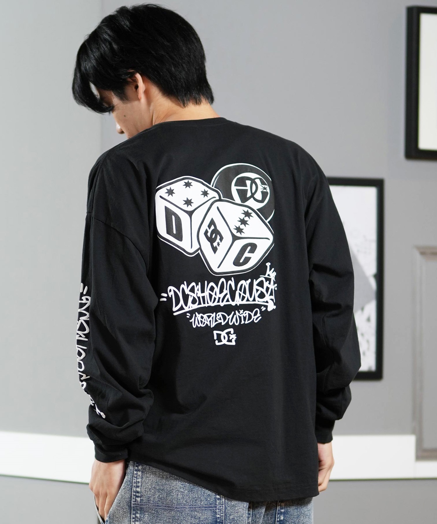 DC ディーシー 長袖 Tシャツ メンズ ロンT クルーネック バック