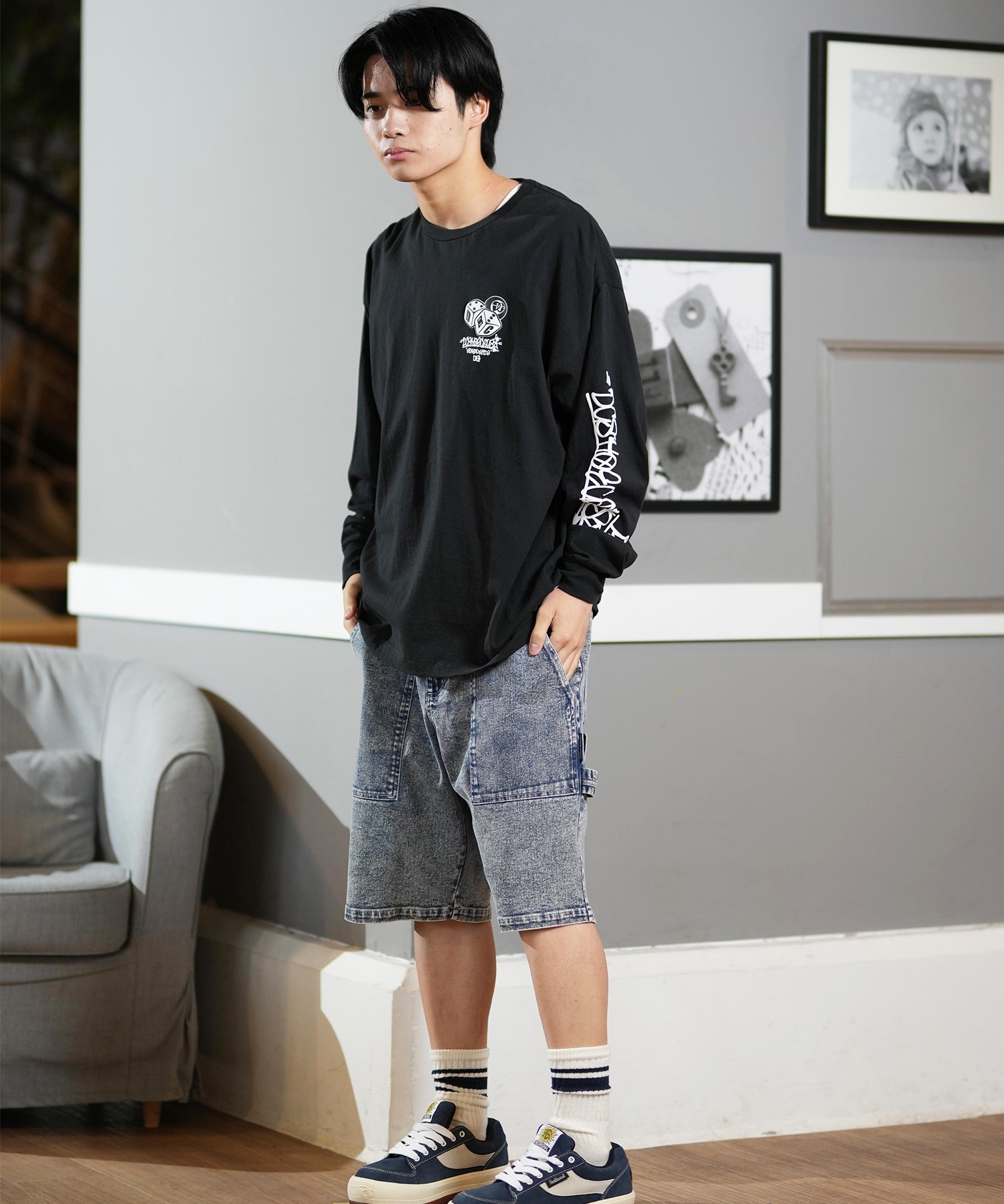DC ディーシー 長袖 Tシャツ メンズ ロンT クルーネック バック