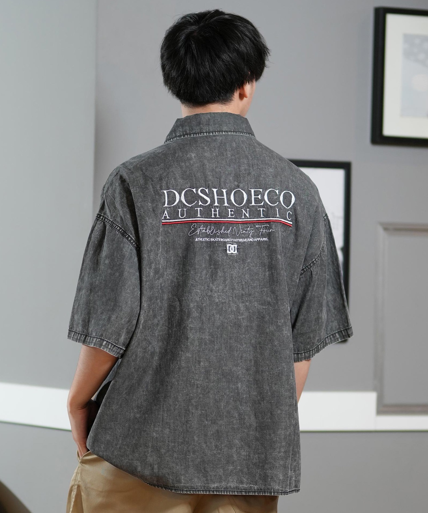 DC ディーシー 半袖 シャツ メンズ デニム 刺繍デザイン セットアップ