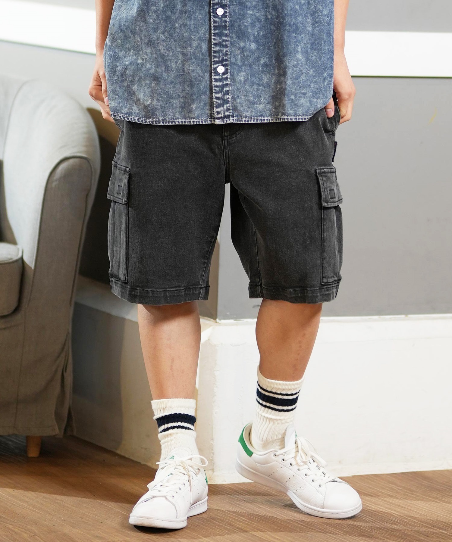 DC ディーシー ショートパンツ メンズ カーゴショーツ ワイドシルエット 25 WIDE CARGO SHORT DWS251078(BLK-M)