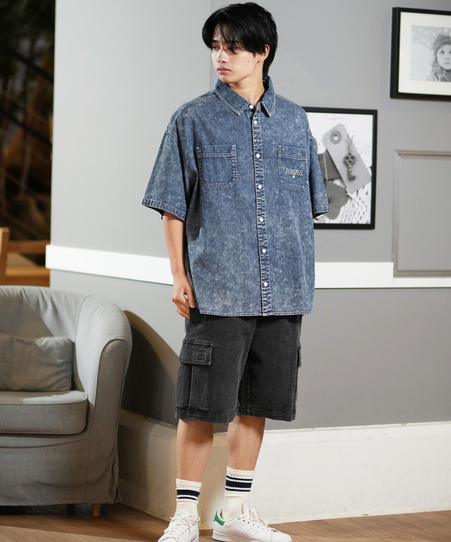 DC ディーシー ショートパンツ メンズ カーゴショーツ ワイドシルエット 25 WIDE CARGO SHORT DWS251078(BLK-M)