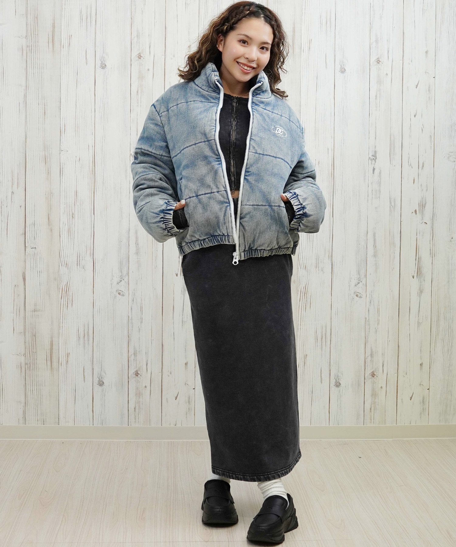 DC ディーシー ダウン ジャケット レディース シンプル ロゴ 中綿