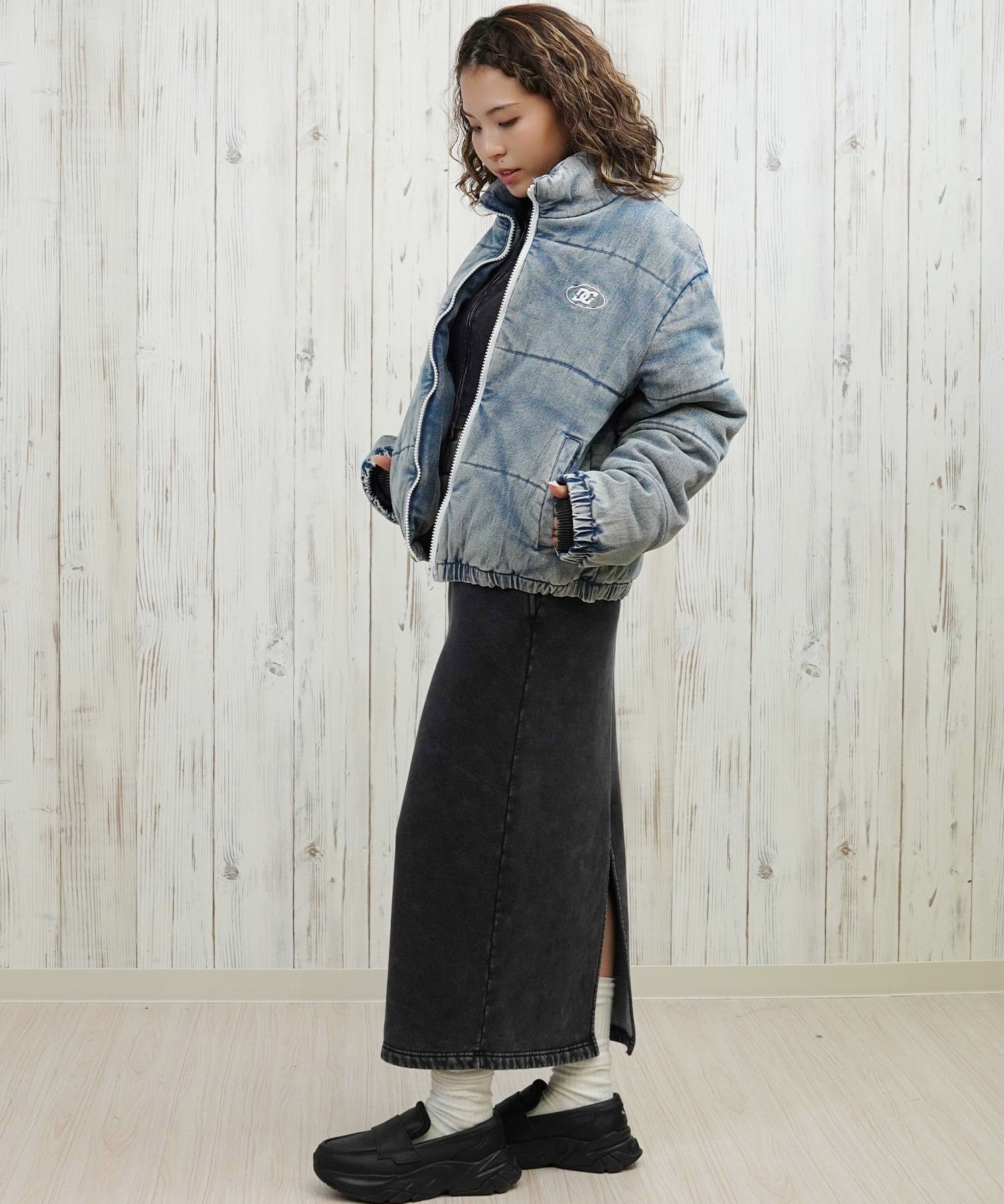 DC ディーシー ダウン ジャケット レディース シンプル ロゴ 中綿