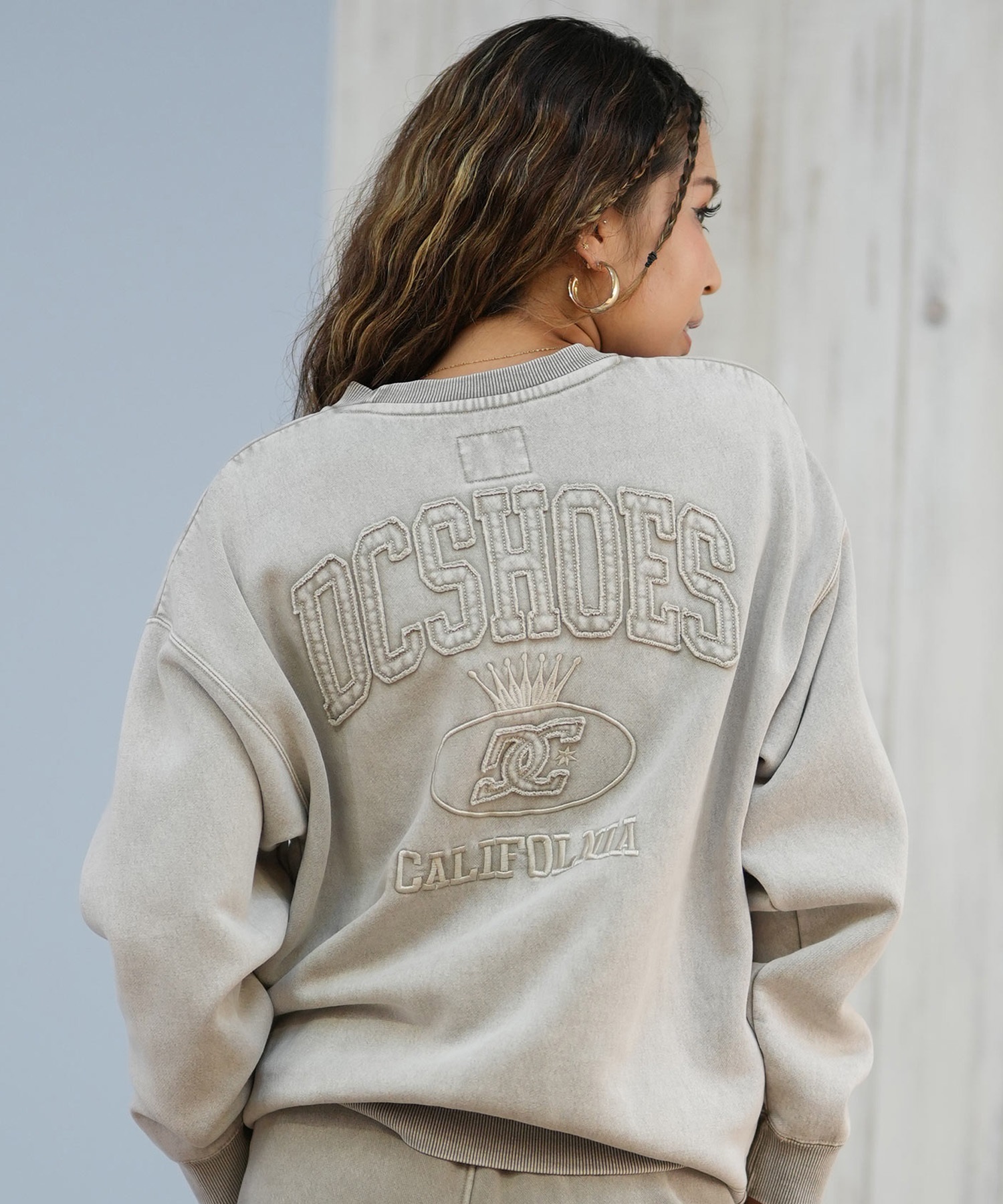 DC ディーシー トレーナー スウェット レディース 古着風 ヴィンテージ加工 裏起毛 セットアップ対応 LPO254309(BES-M)