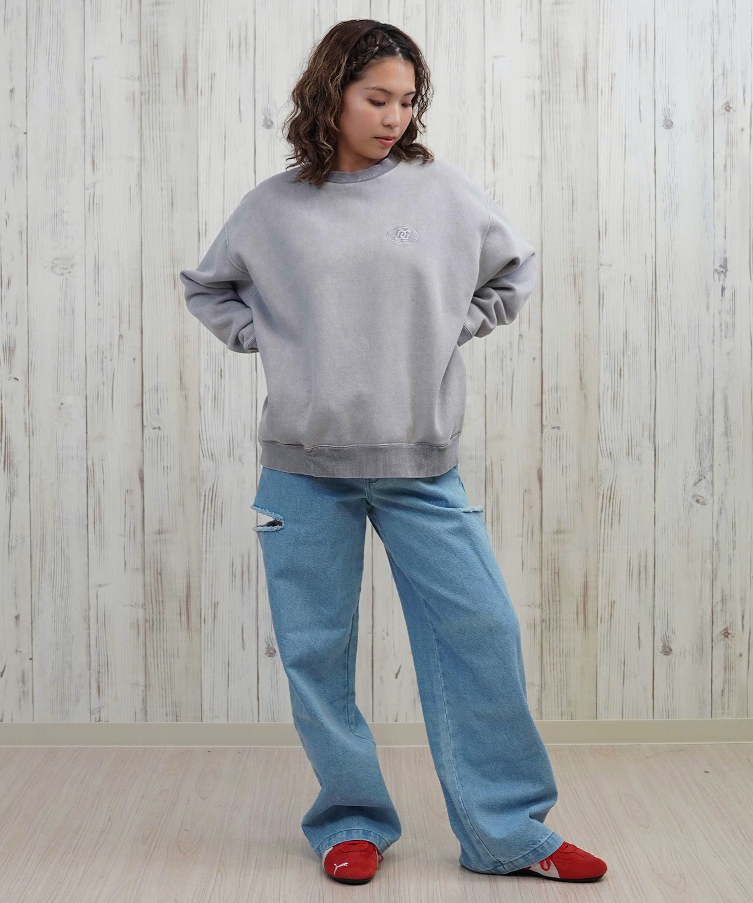 DC ディーシー トレーナー スウェット レディース 古着風 ヴィンテージ加工 裏起毛 セットアップ対応 LPO254309(BES-M)