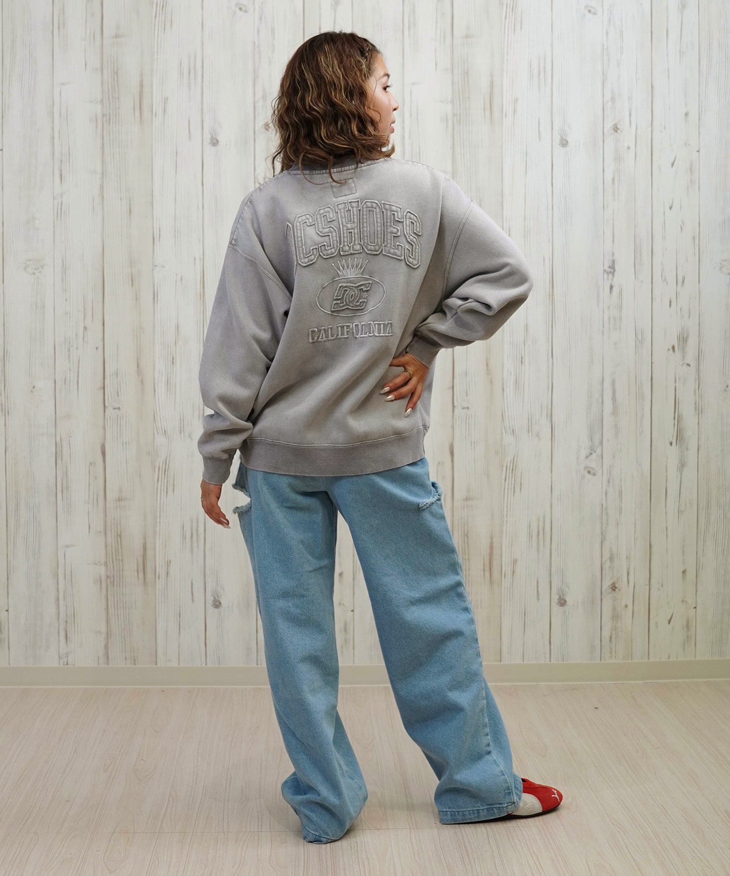 DC ディーシー トレーナー スウェット レディース 古着風 ヴィンテージ加工 裏起毛 セットアップ対応 LPO254309(BES-M)