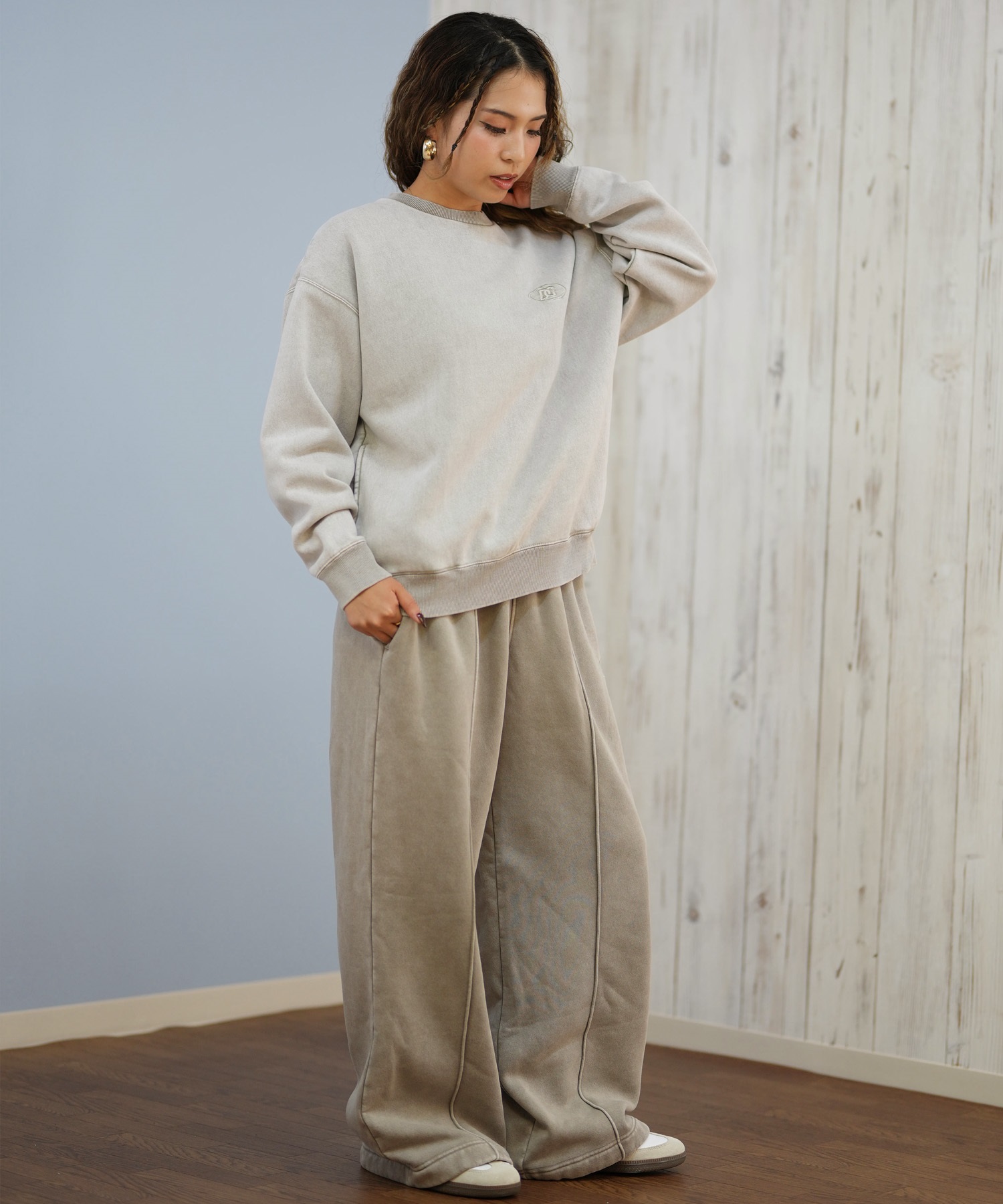 DC ディーシー トレーナー スウェット レディース 古着風 ヴィンテージ加工 裏起毛 セットアップ対応 LPO254309(BES-M)