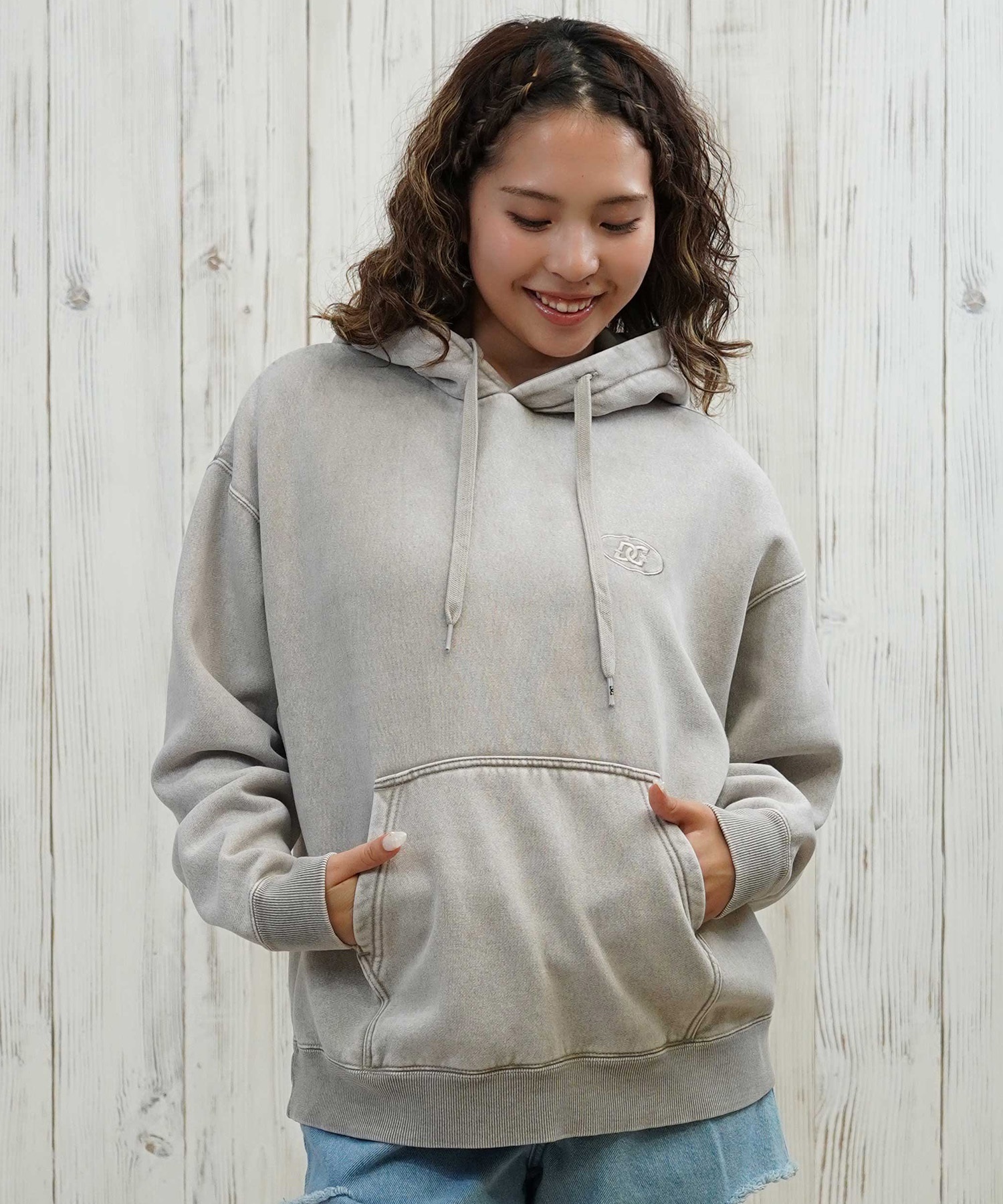 DC ディーシー プルオーバー パーカー レディース クロップド丈 ショート丈 セットアップ対応 裏起毛 LPO254308(BES-M)