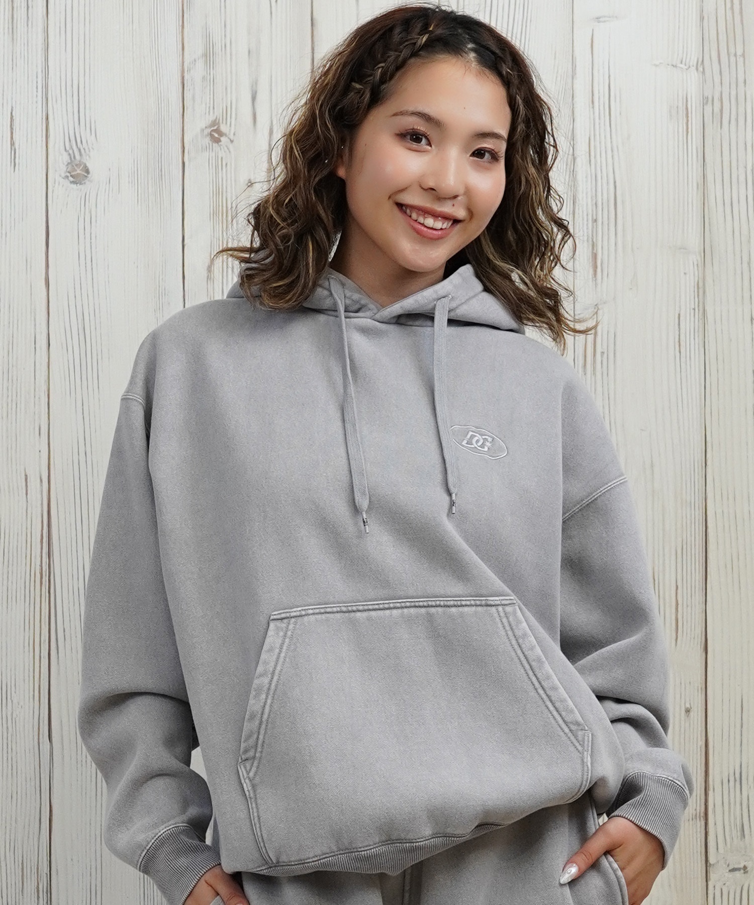 DC ディーシー プルオーバー パーカー レディース クロップド丈 ショート丈 セットアップ対応 裏起毛 LPO254308(BES-M)