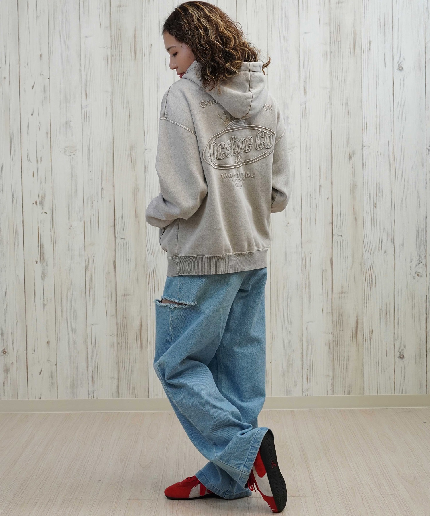 DC ディーシー プルオーバー パーカー レディース クロップド丈 ショート丈 セットアップ対応 裏起毛 LPO254308(BES-M)