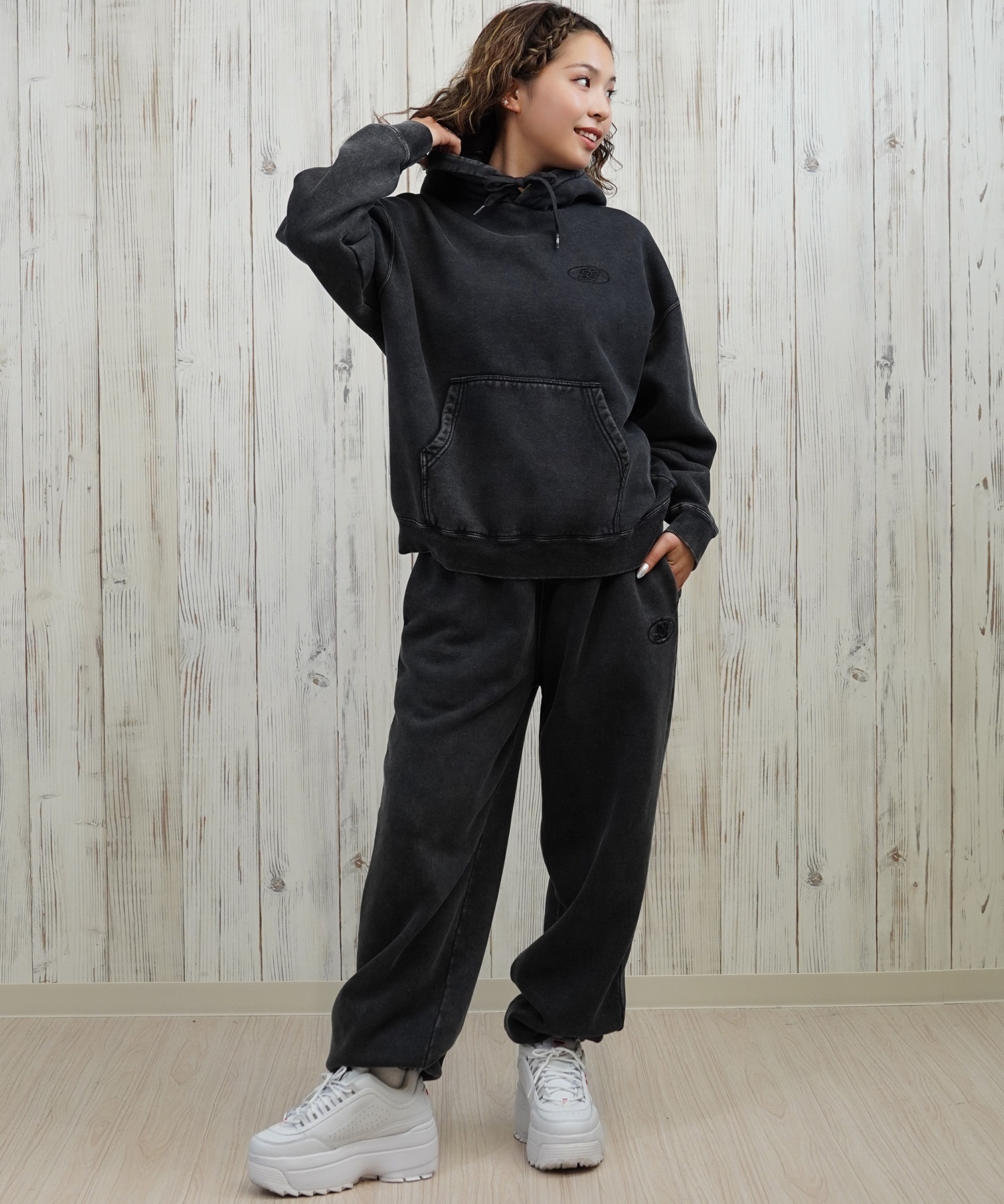 DC ディーシー プルオーバー パーカー レディース クロップド丈 ショート丈 セットアップ対応 裏起毛 LPO254308(BES-M)