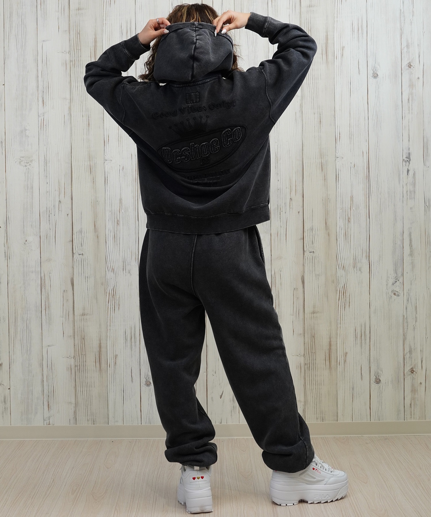 DC ディーシー プルオーバー パーカー レディース クロップド丈 ショート丈 セットアップ対応 裏起毛 LPO254308(BES-M)