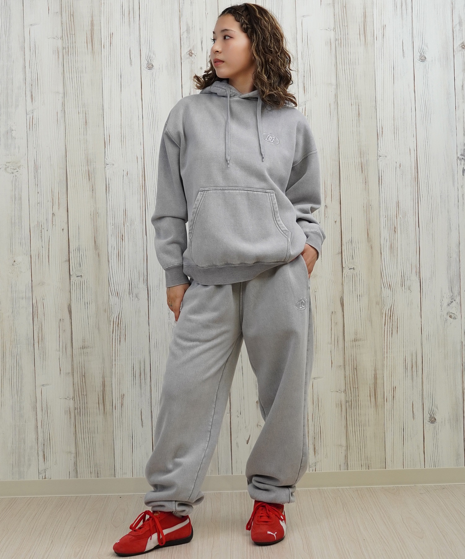 DC ディーシー プルオーバー パーカー レディース クロップド丈 ショート丈 セットアップ対応 裏起毛 LPO254308(BES-M)